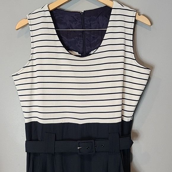 Vintage 80’s Vintage Striped Bust Navy Jumpsuit Set Size 34" / US 12 / IT 48 - 8 Thumbnail