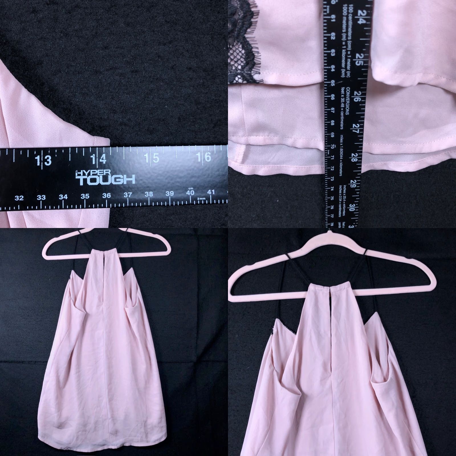 Express Express Womens Blouse Pink Black Lace V Neck Sleeveless Tank Keyhole Back Small Size S / US 4 / IT 40 - 8 Thumbnail