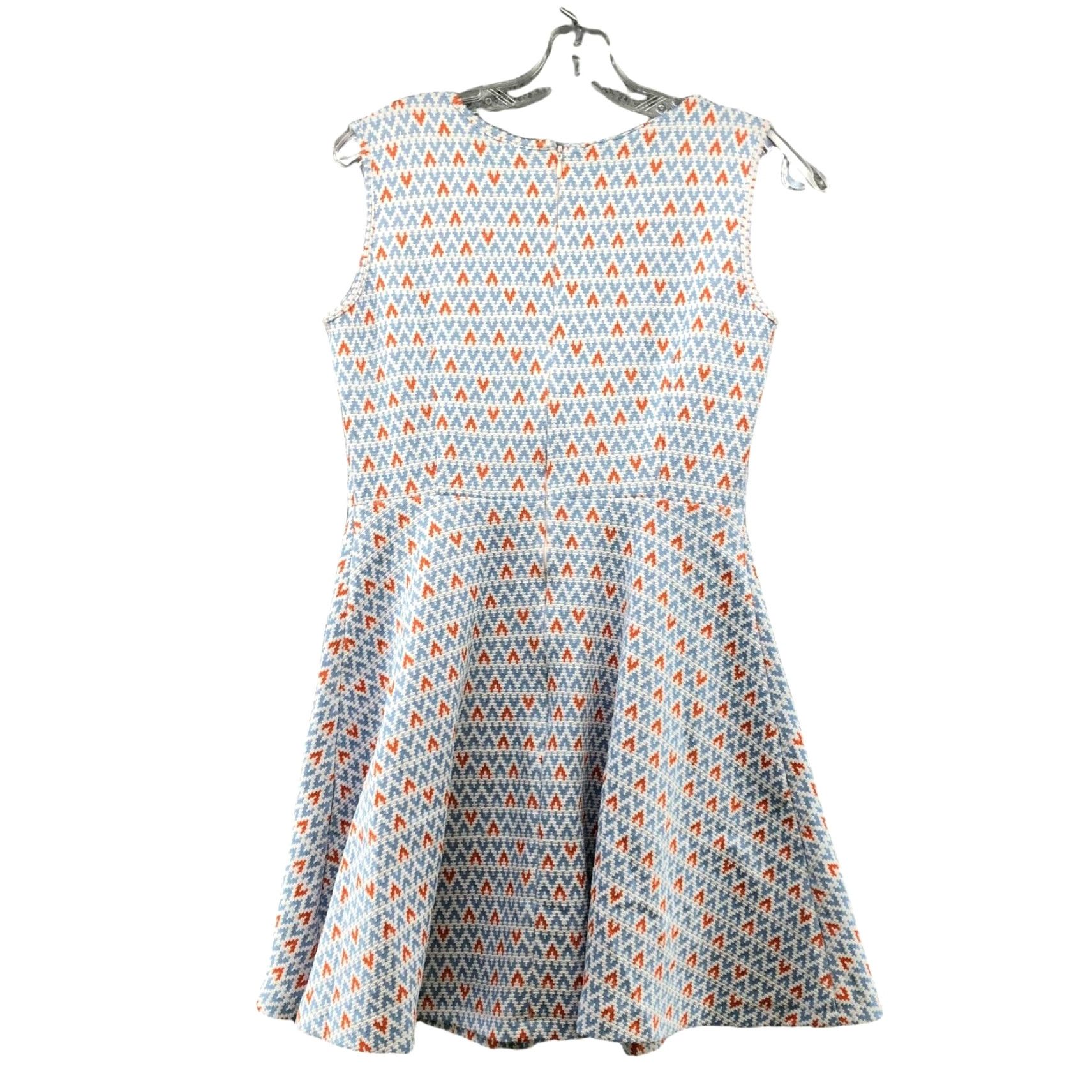 Vintage Moss Geometric Aztec Skater Mini Dress L Green Sleeveless Crew Neck Back Zip Knit Polyester Women Juniors Size L / US 10 / IT 46 - 2 Thumbnail