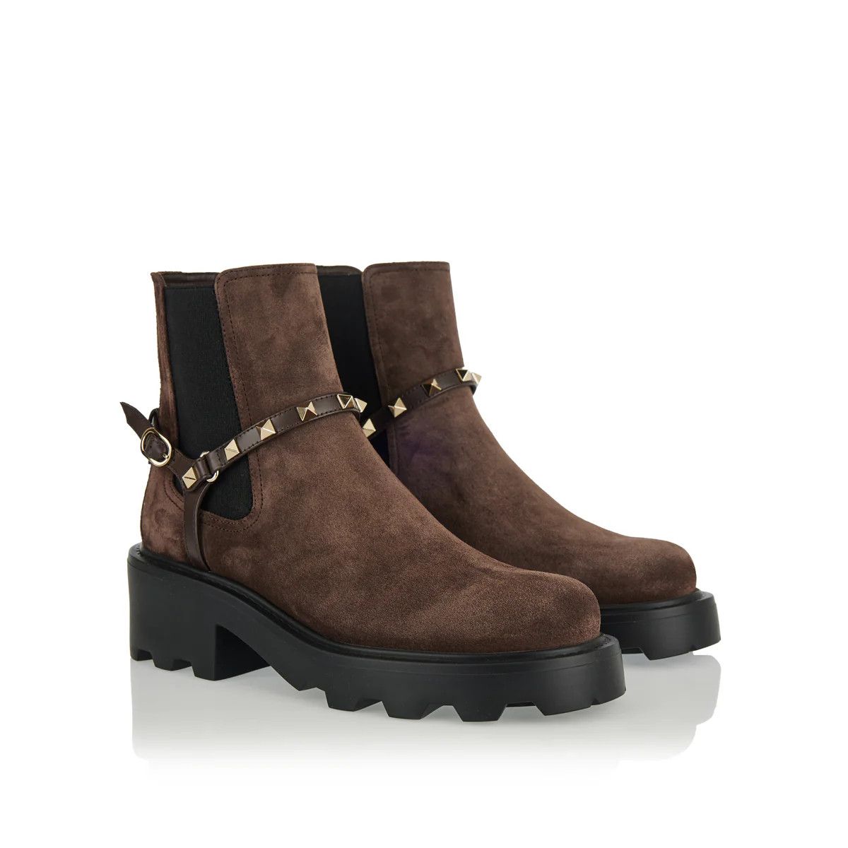 Valentino os11x0126 Beatle Rockstud Suede Chelsea Boots in Brown Size US 11 / IT 41 - 2 Thumbnail