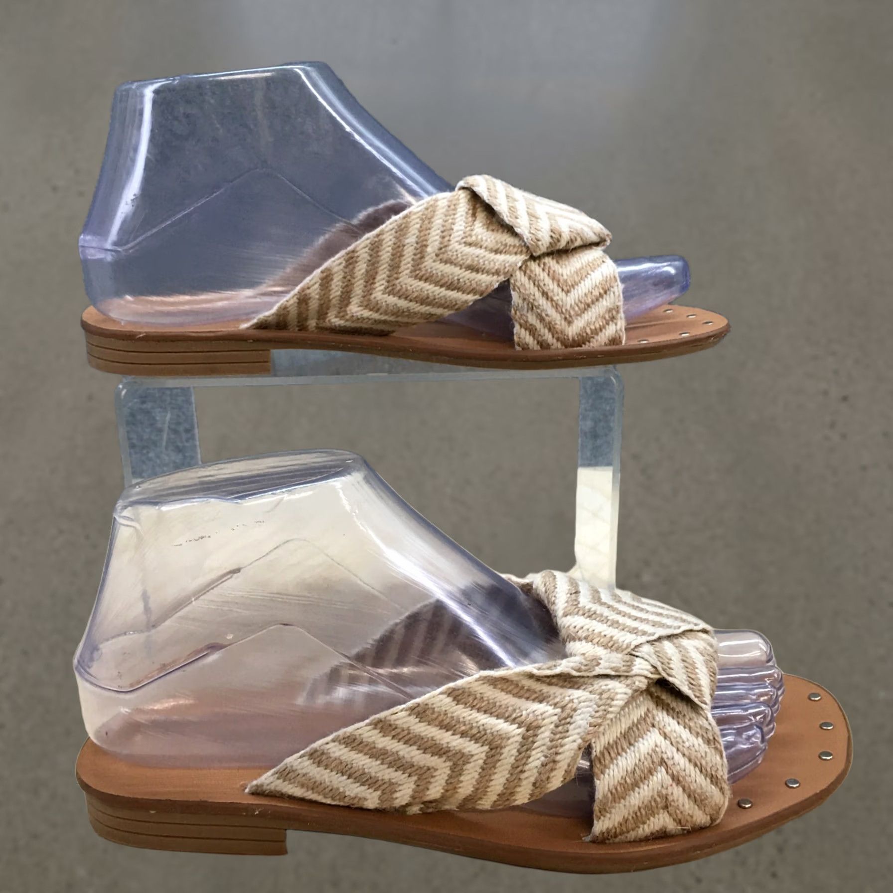 Vintage Universal Thread Sandals Womens 6 Louise Chevron Print Slip On Flats Slide Beige Size US 6 / IT 36 - 1 Thumbnail