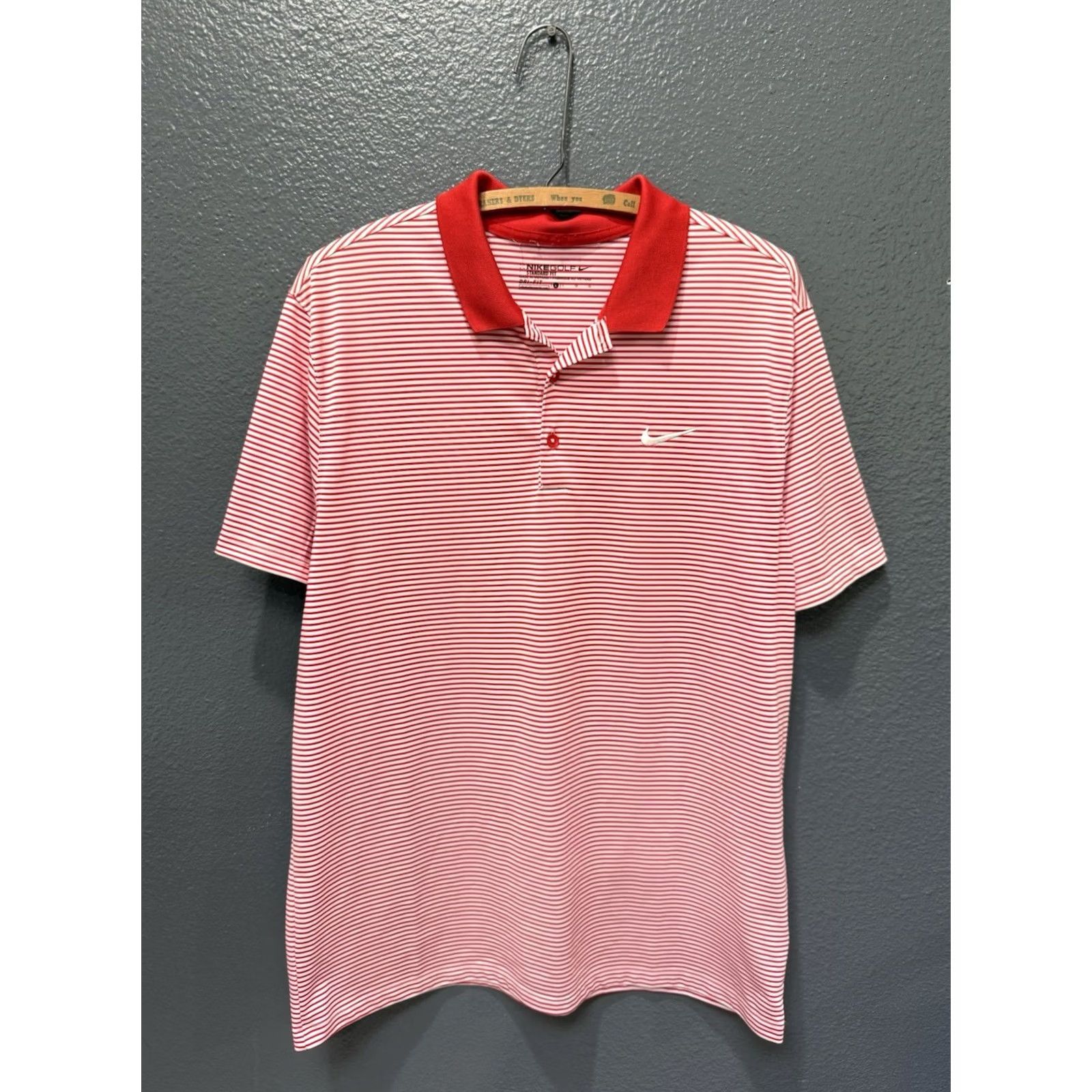 Nike Nike Dri-Fit Red Stripe Polyester Golf Polo Shirt L Men's Large Red Stripe Polo Size US L / EU 52-54 / 3 - 3 Thumbnail