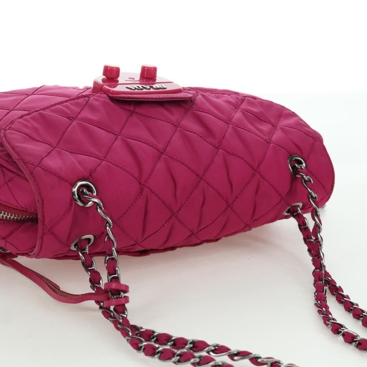 Prada Prada Nylon Chain Shoulder Bag Pink Size ONE SIZE - 7 Thumbnail