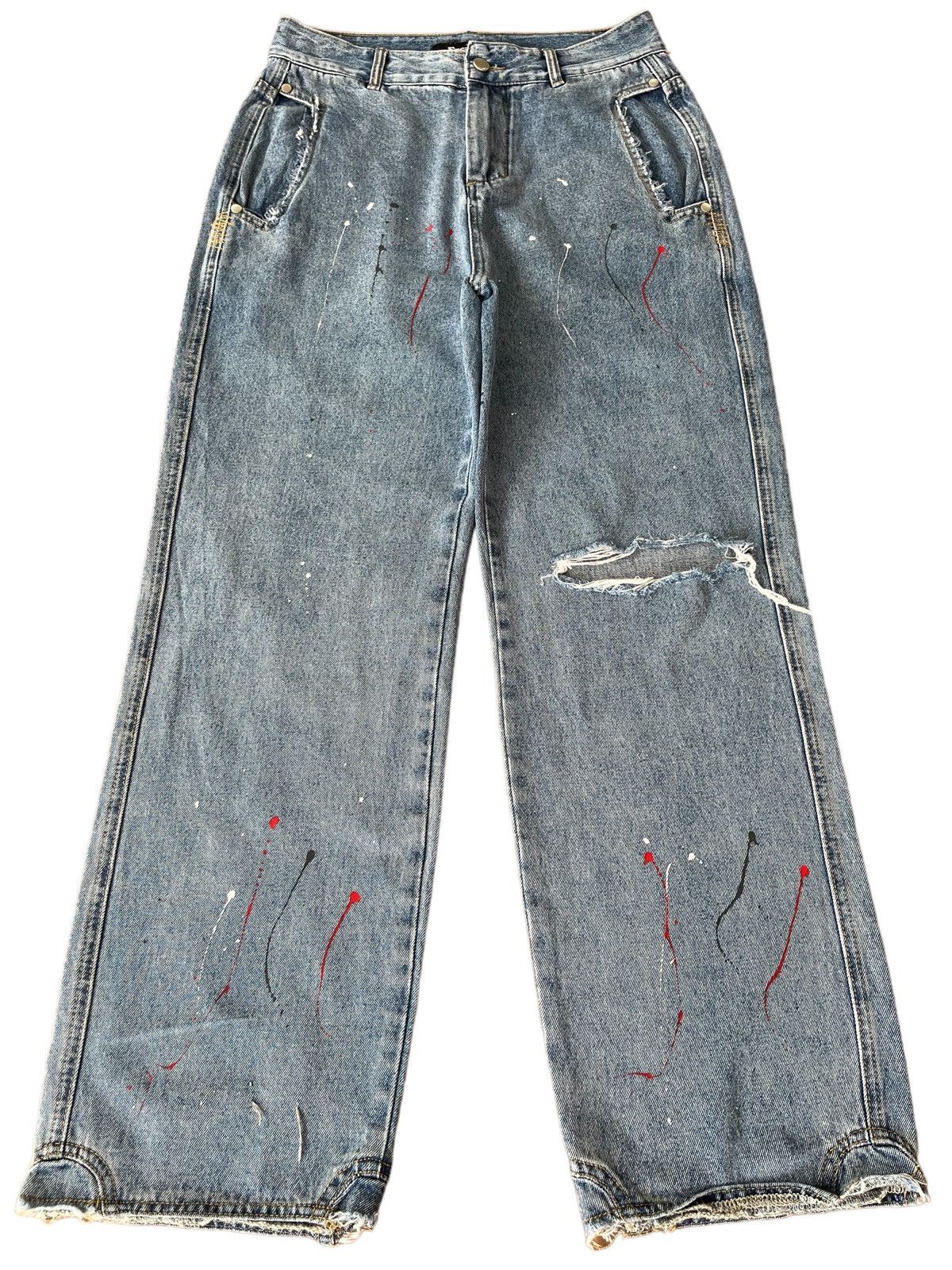 Japanese Brand Vintage Japanese Brand Paint Splatter Distressed Baggy Jeans Size US 30 / EU 46 - 1 Thumbnail