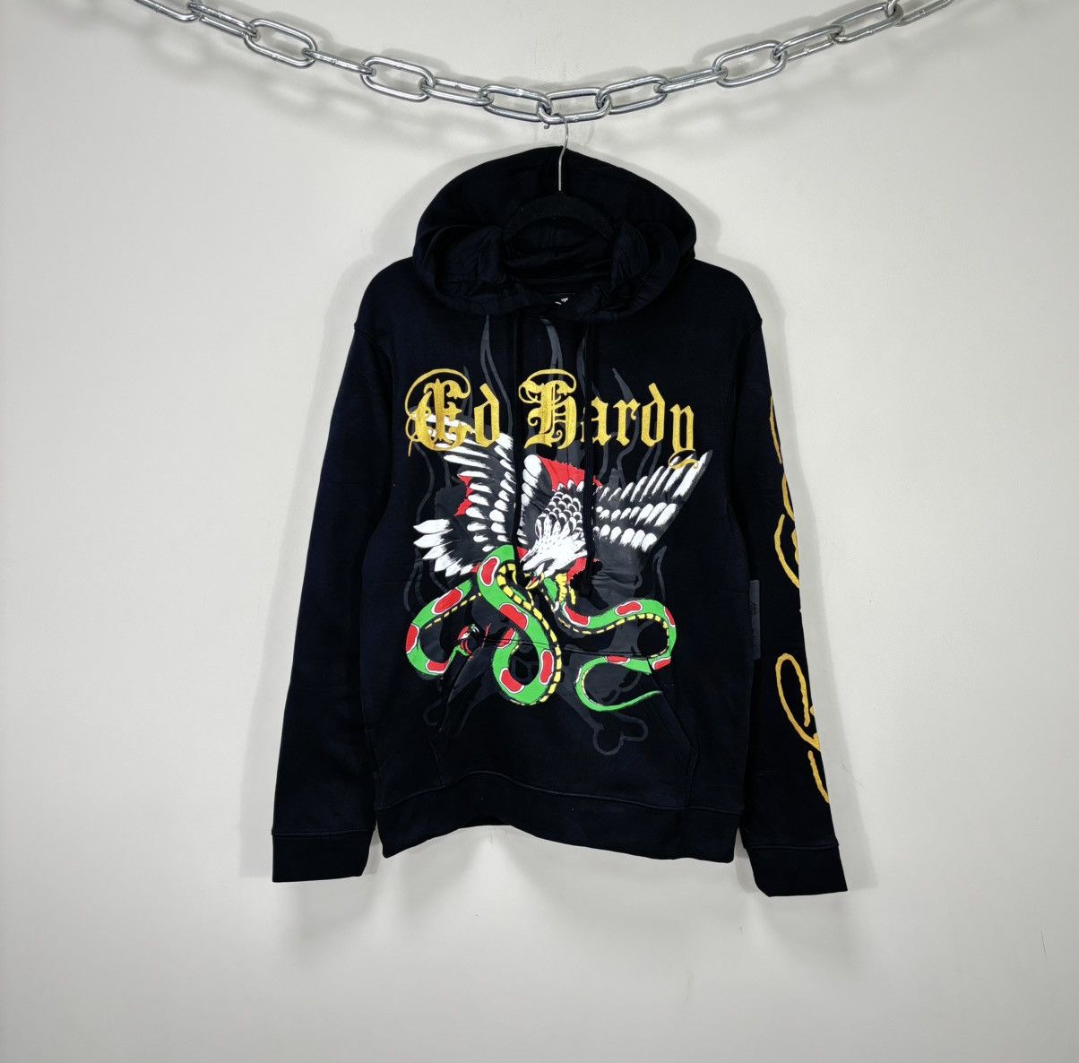 Christian Audigier Ed Hardy NEW Eagle Snake Logo Hype Y2K Tattoo Black Hoodie Size US S / EU 44-46 / 1 - 1 Thumbnail