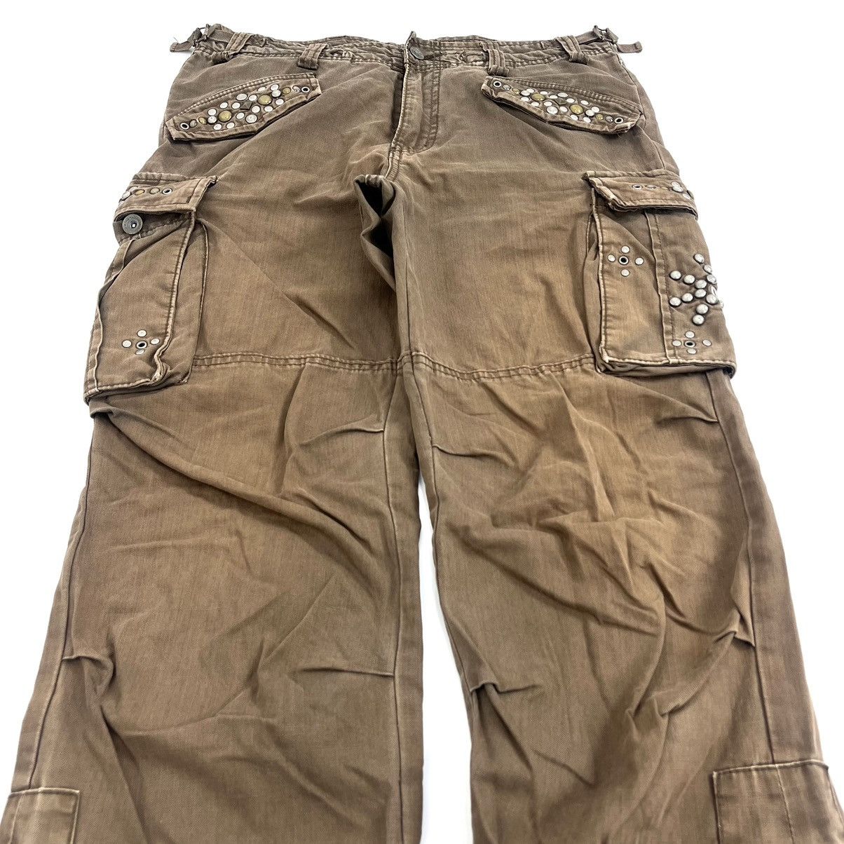 If Six Was Nine 2000s Crazy Bondage Studded Cargo Pants Lgb Goa Punks Style Size US 33 - 7 Thumbnail