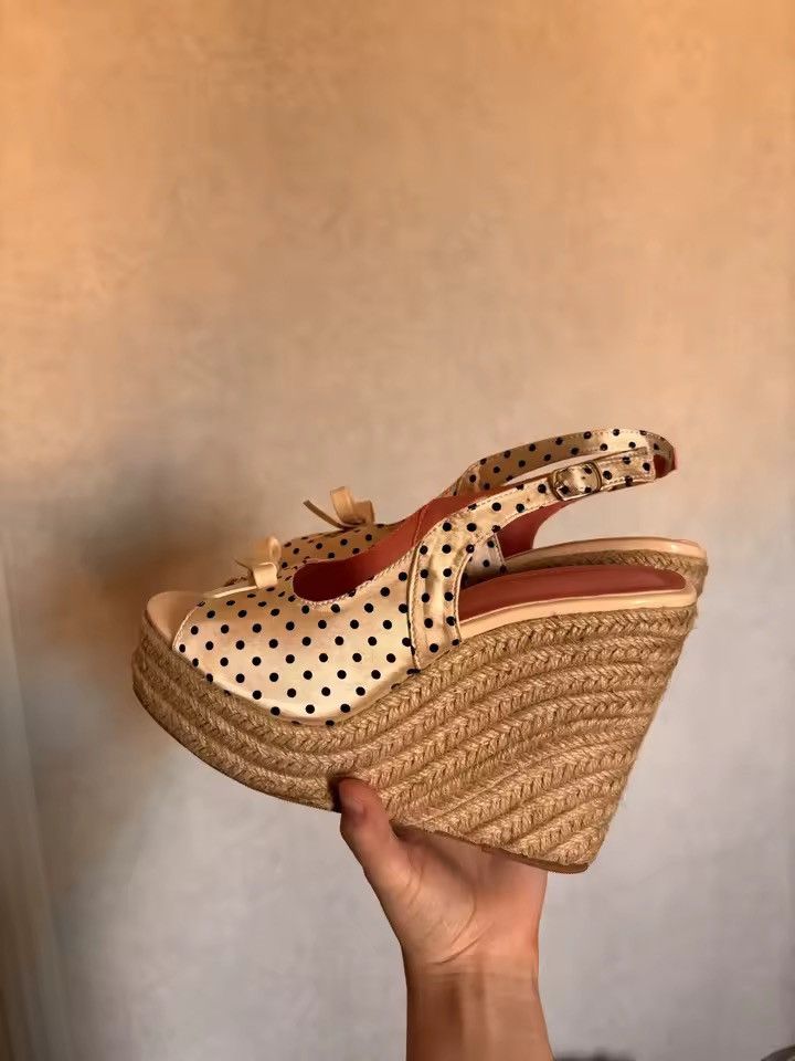 Vintage Polka Dot Y2K Retro Platform Sandals Shoes Size US 7.5 / IT 37.5 - 3 Thumbnail