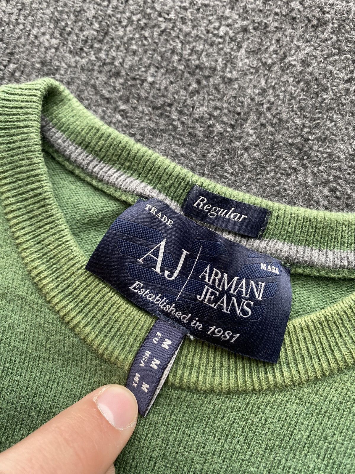 Armani 🔥Armani Jeans Pullover Sweater Green mens designer m rare Size US M / EU 48-50 / 2 - 2 Thumbnail