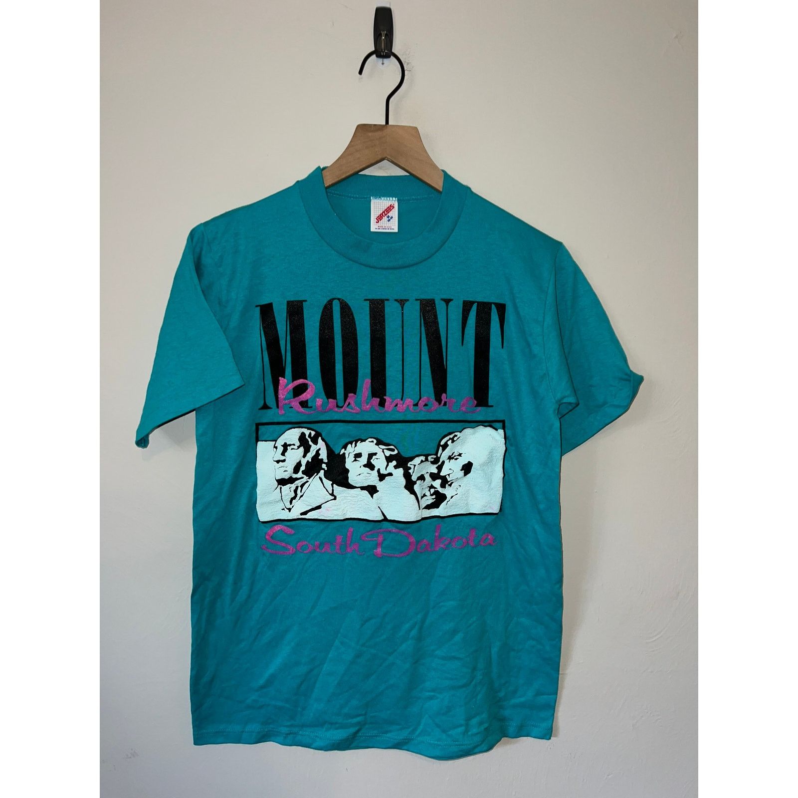 Jerzees Vintage Mount Rushmore Shirt South Dakota Teal Tee 80s 1989 Size US M / EU 48-50 / 2 - 1 Thumbnail