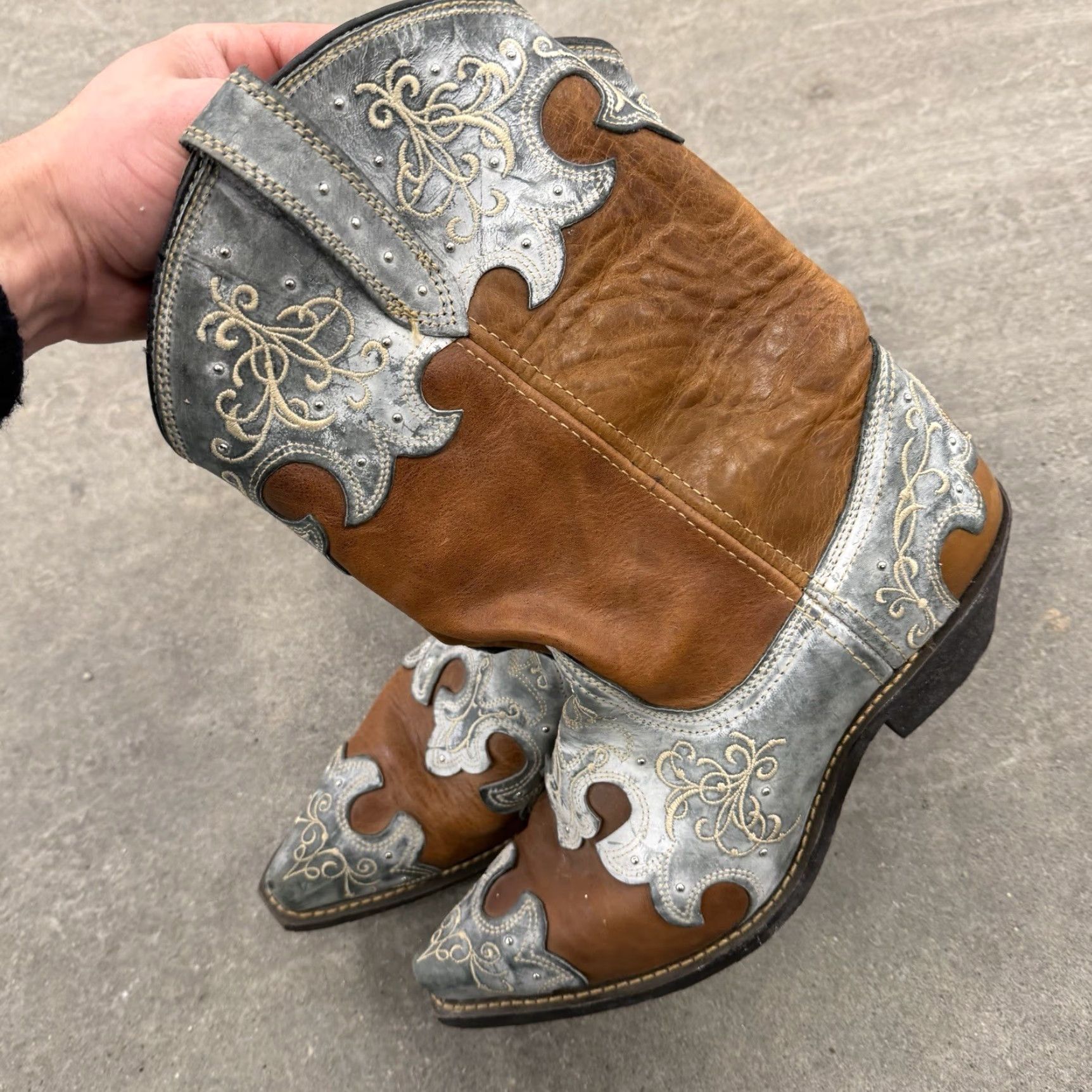 Vintage VINTAGE Rockin Country Women’s Boots Western Cowboy Leather 11M Brown Mid-Calf Leather 42 US 11 Womens - RIP TEAR Size US 11 / IT 41 - 6 Thumbnail