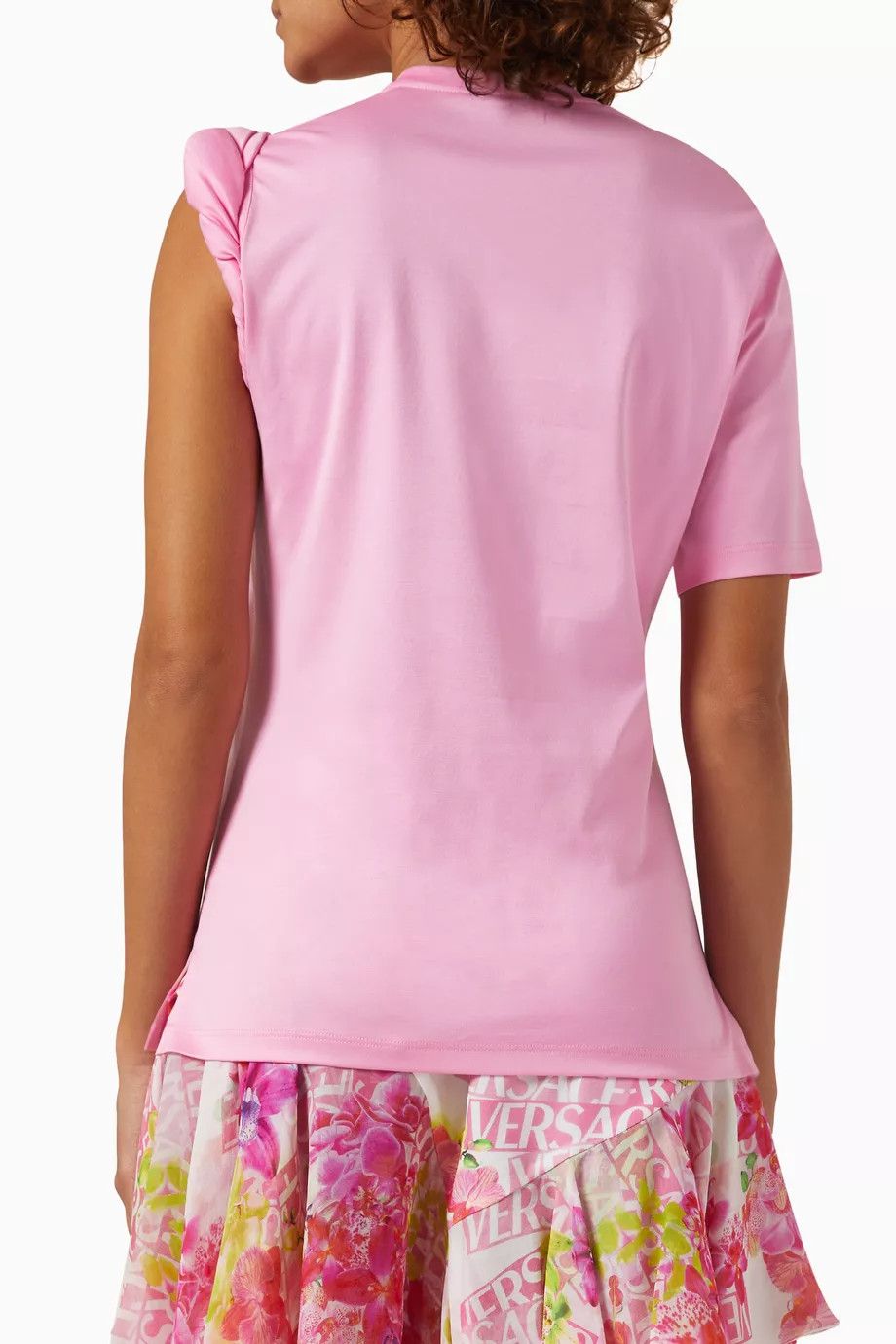 Versace o1y0226 Logo Crewneck T-Shirt in Pink Size XS / US 0-2 / IT 36-38 - 3 Thumbnail