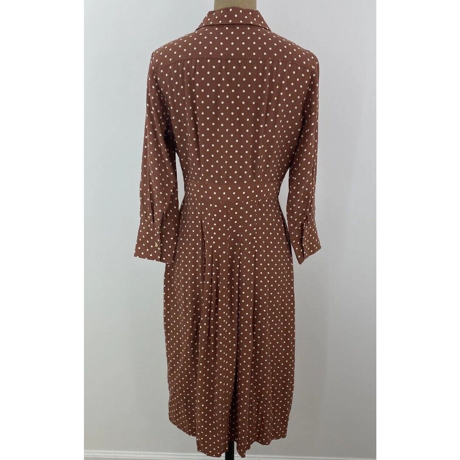 Topshop Topshop Polka-Dot 3/4 Sleeve Button Pleated Slit Maxi Dress Size XS / US 0-2 / IT 36-38 - 2 Thumbnail
