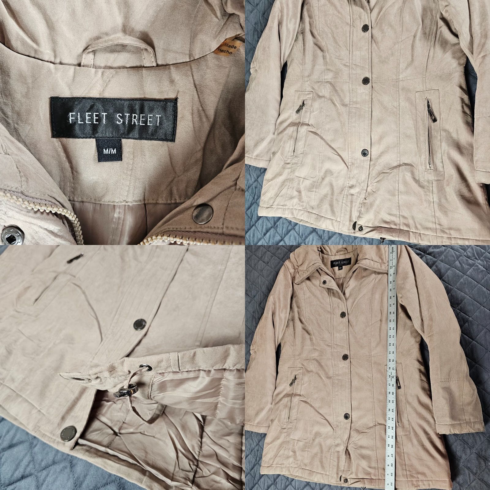 Vintage VINTAGE Fleet Street WOMEN'S Beige Jacket SIZE M Adjustable Warm Zip Button Regular Jacket Women Size M / US 6-8 / IT 42-44 - 8 Thumbnail