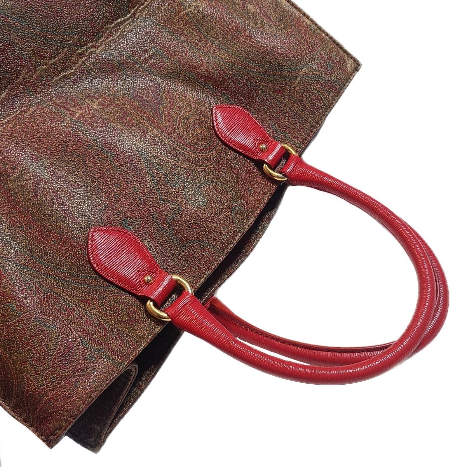 Etro Etro | Paisley Print Coated Canvas & Pink Leather Handbag Size ONE SIZE - 11 Thumbnail