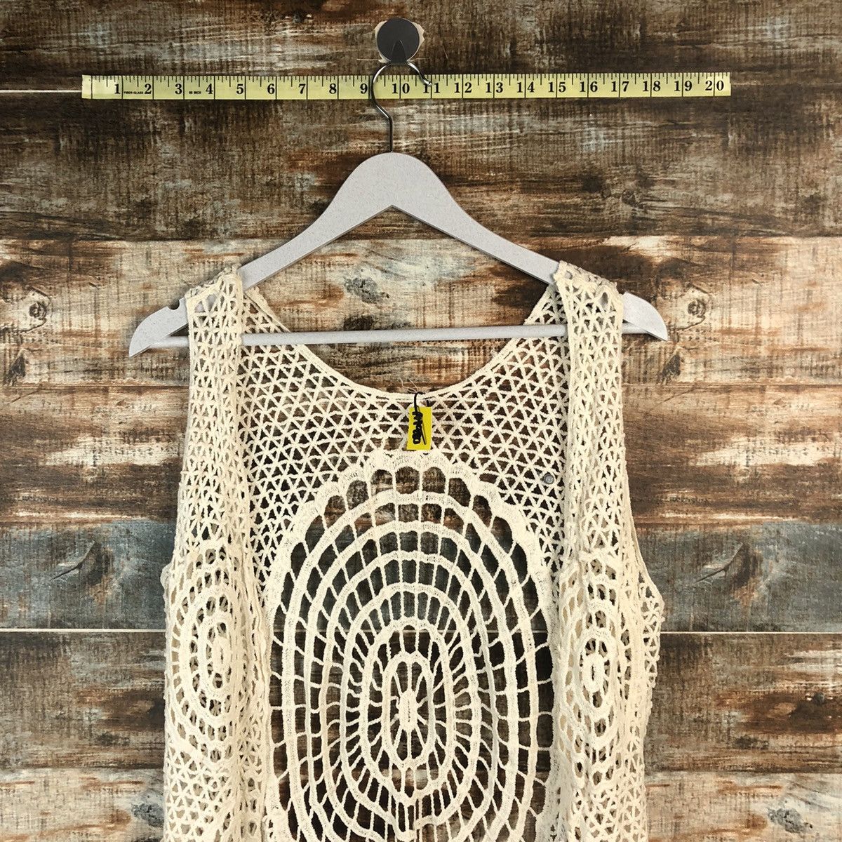 Homespun Knitwear Japan crochet meshnet Brown Brown Vest Knitwear #A1980 Size S / US 4 / IT 40 - 4 Thumbnail