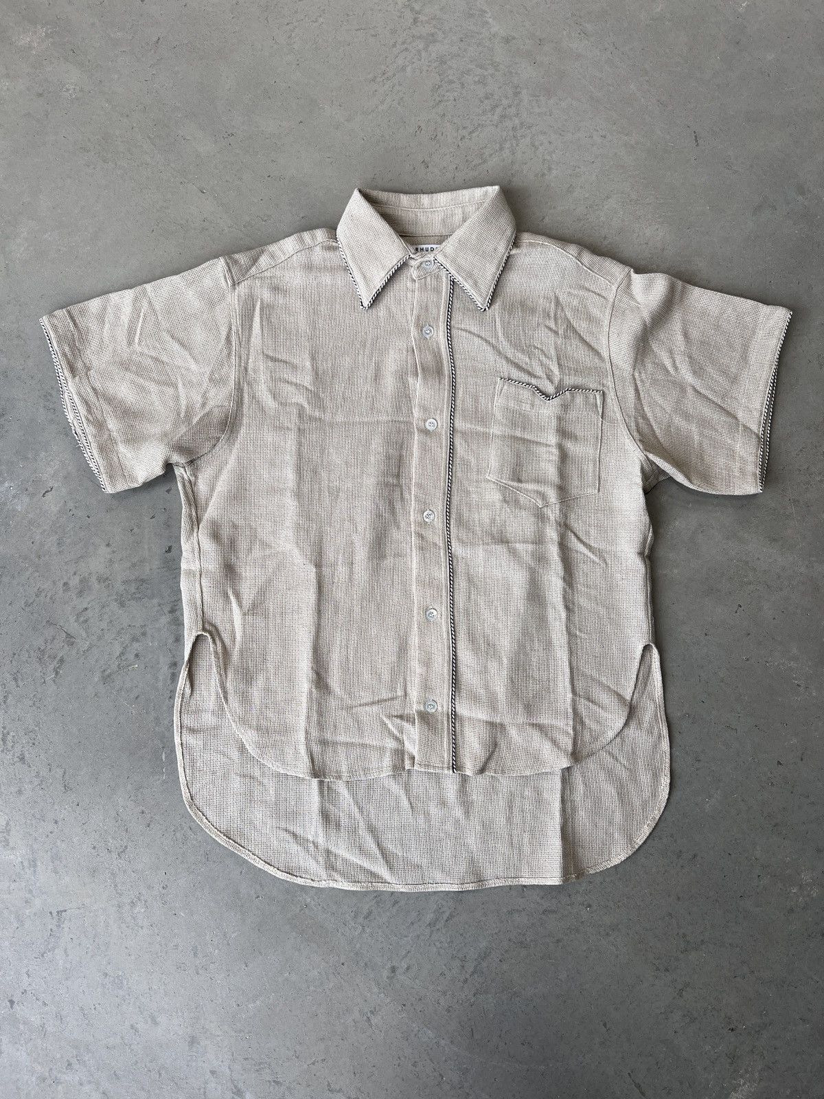 image of Rhude Scallop Hem Overshirt Beige Size S Tan, Men's