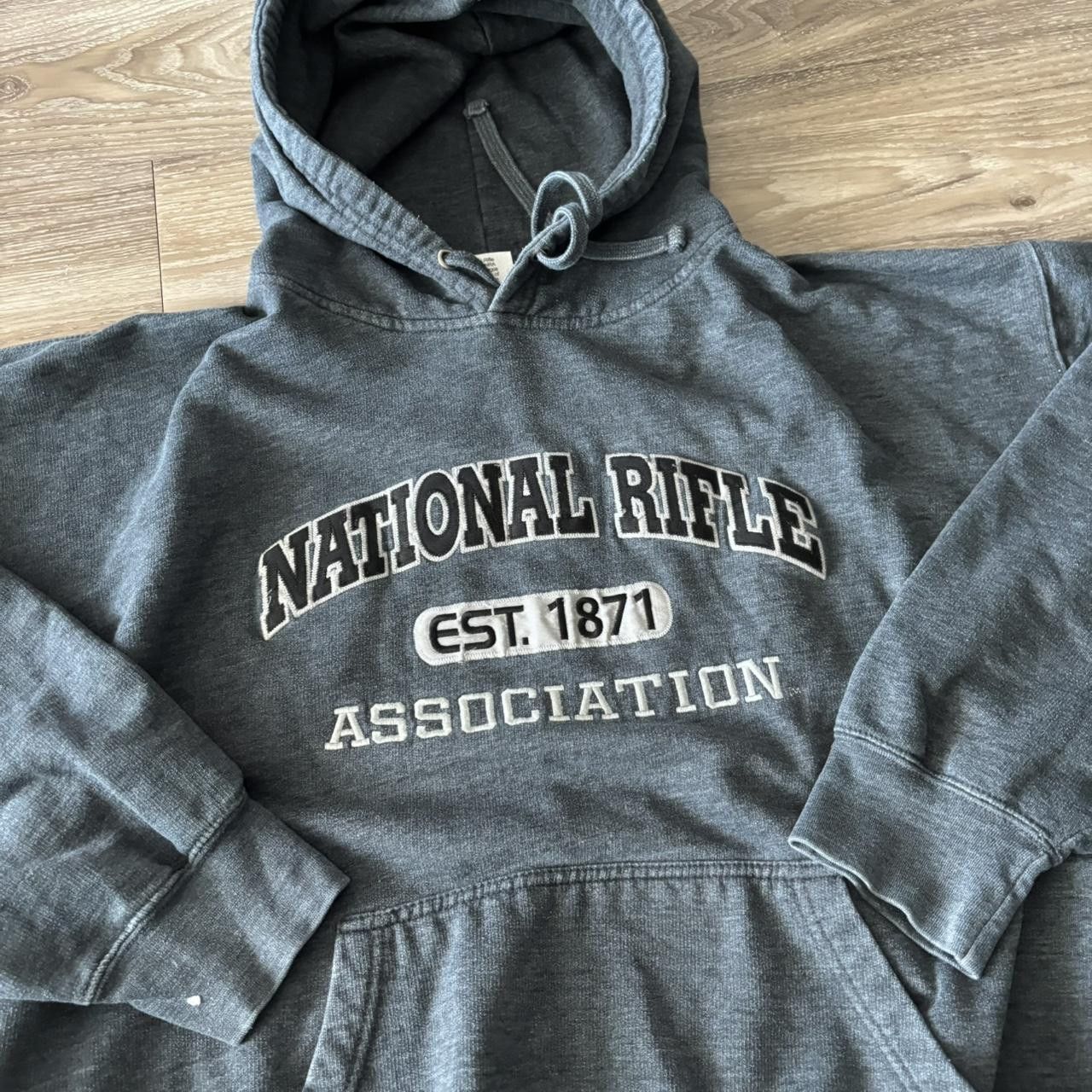 Japanese Brand Crazy Vintage Y2K/2000s National Rifle Skater Grey Pullover Hoodie! Fits XL Size US XL / EU 56 / 4 - 5 Thumbnail