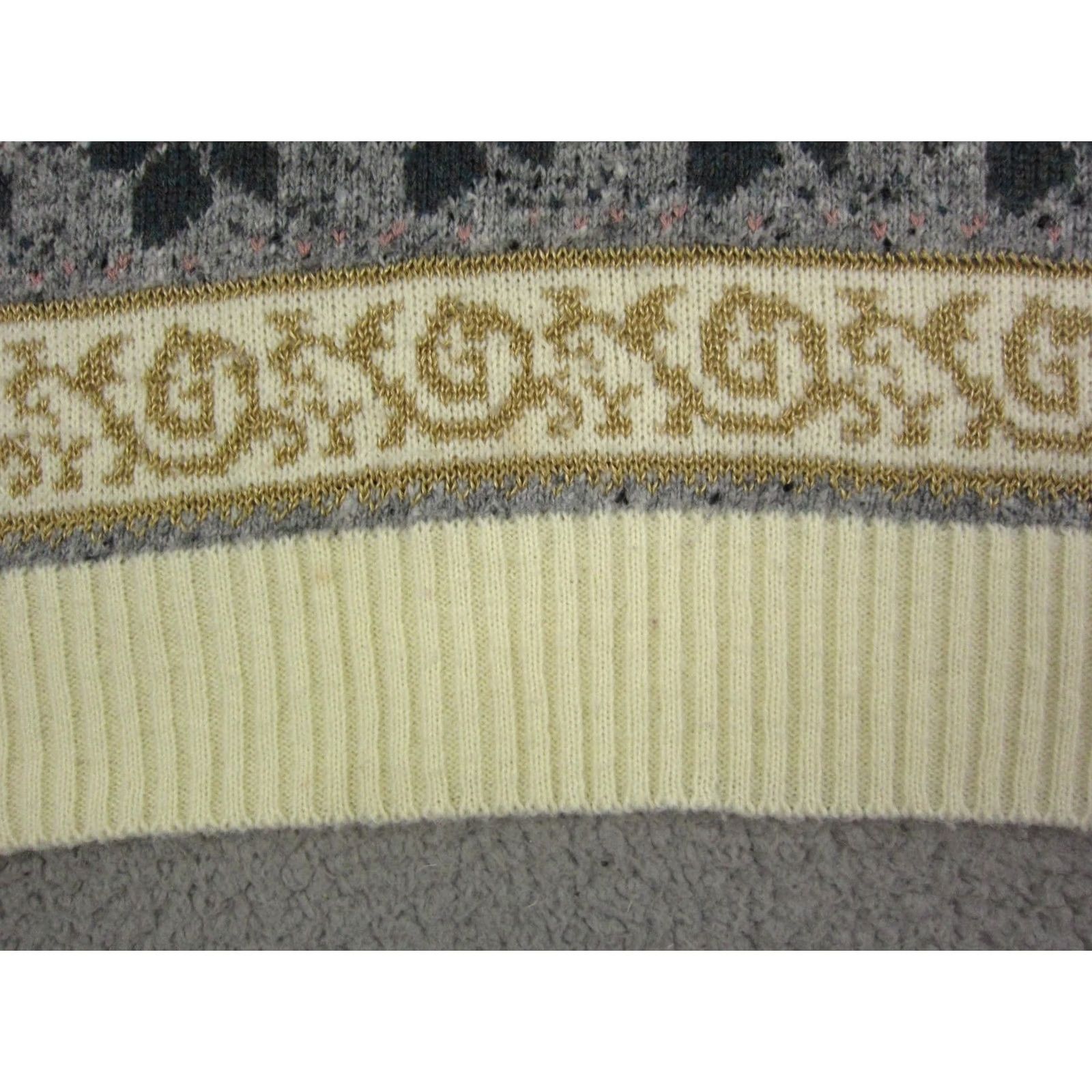 Vintage VINTAGE Workshop Sweater Womens Large Creme Wool Fair Isles Knit Baroque 90s Size L / US 10 / IT 46 - 3 Thumbnail