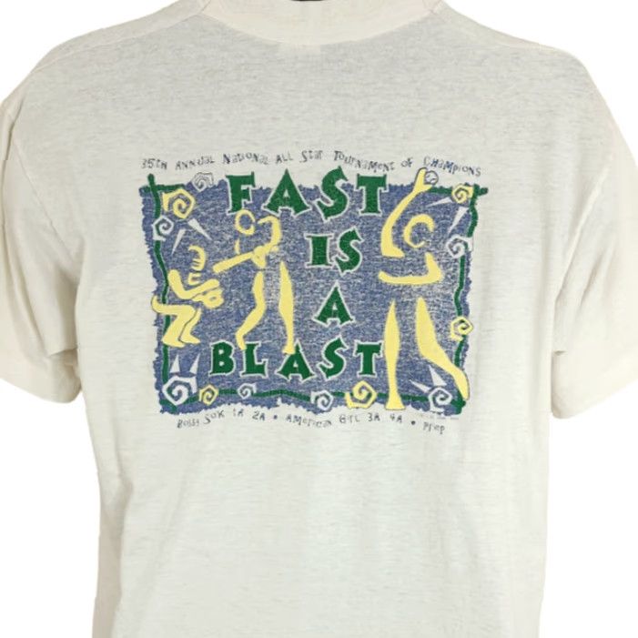 Fruit Of The Loom VINTAGE Bobby Sox Softball T Shirt Mens Size Large 90s Fast Made In USA Fruit of the Loom White Cotton Blend 90s baseball Mens T-Shirt US-made Size US L / EU 52-54 / 3 - 3 Thumbnail