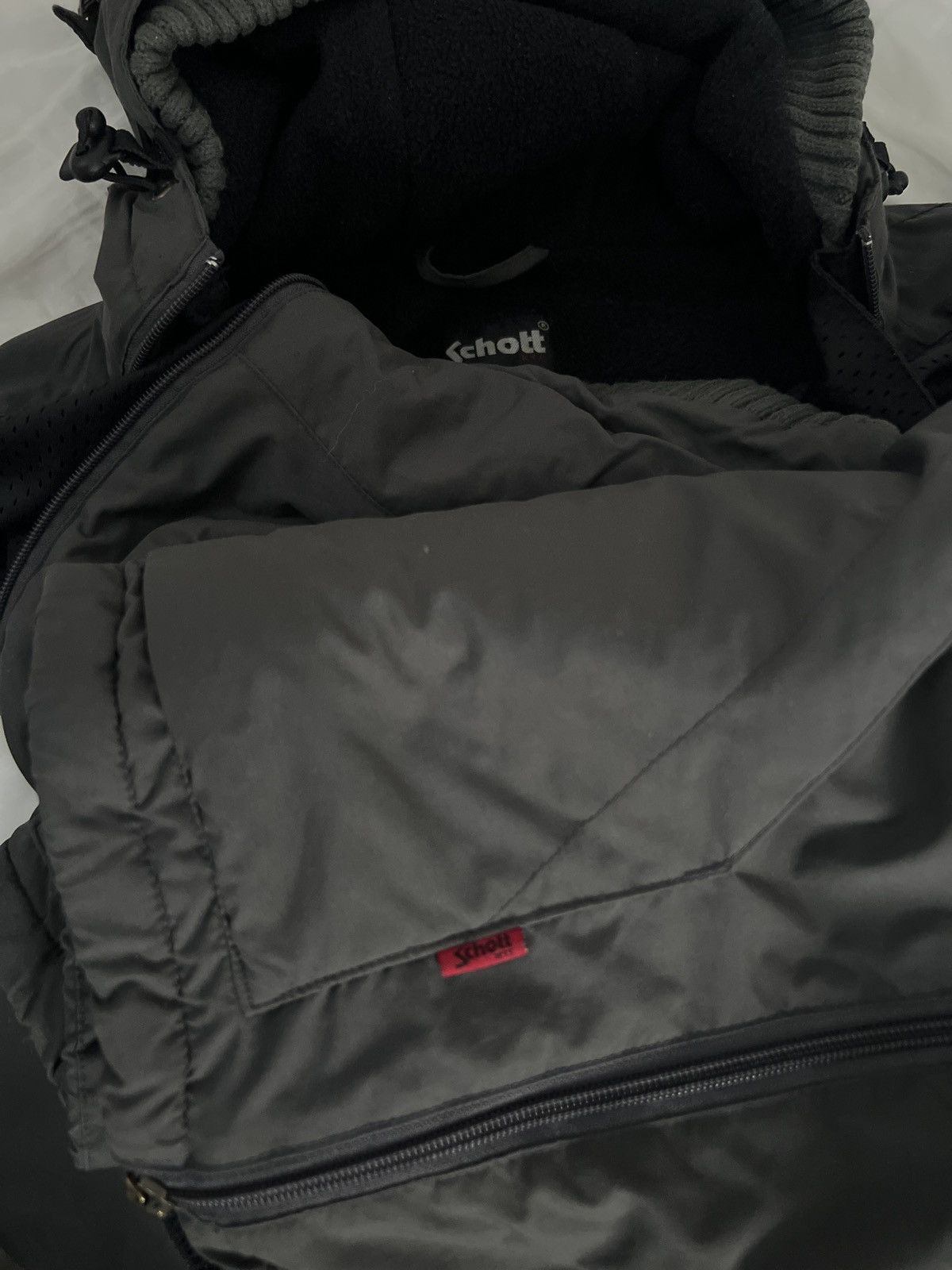 Schott Schott super rare graphite pure nylon padded hooded Size US XL / EU 56 / 4 - 10 Thumbnail