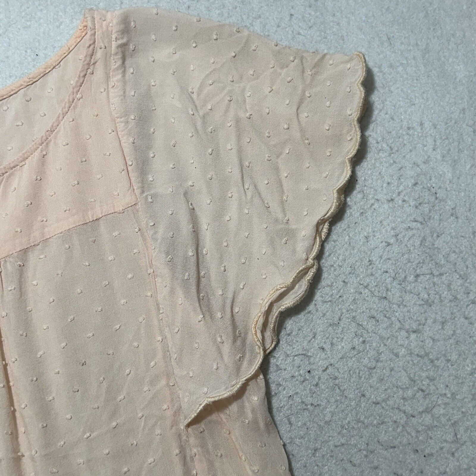 Other Anthropologie Maeve 2 Flutter Sleeve Pink Swiss Dot Scallop Size XS / US 0-2 / IT 36-38 - 5 Thumbnail