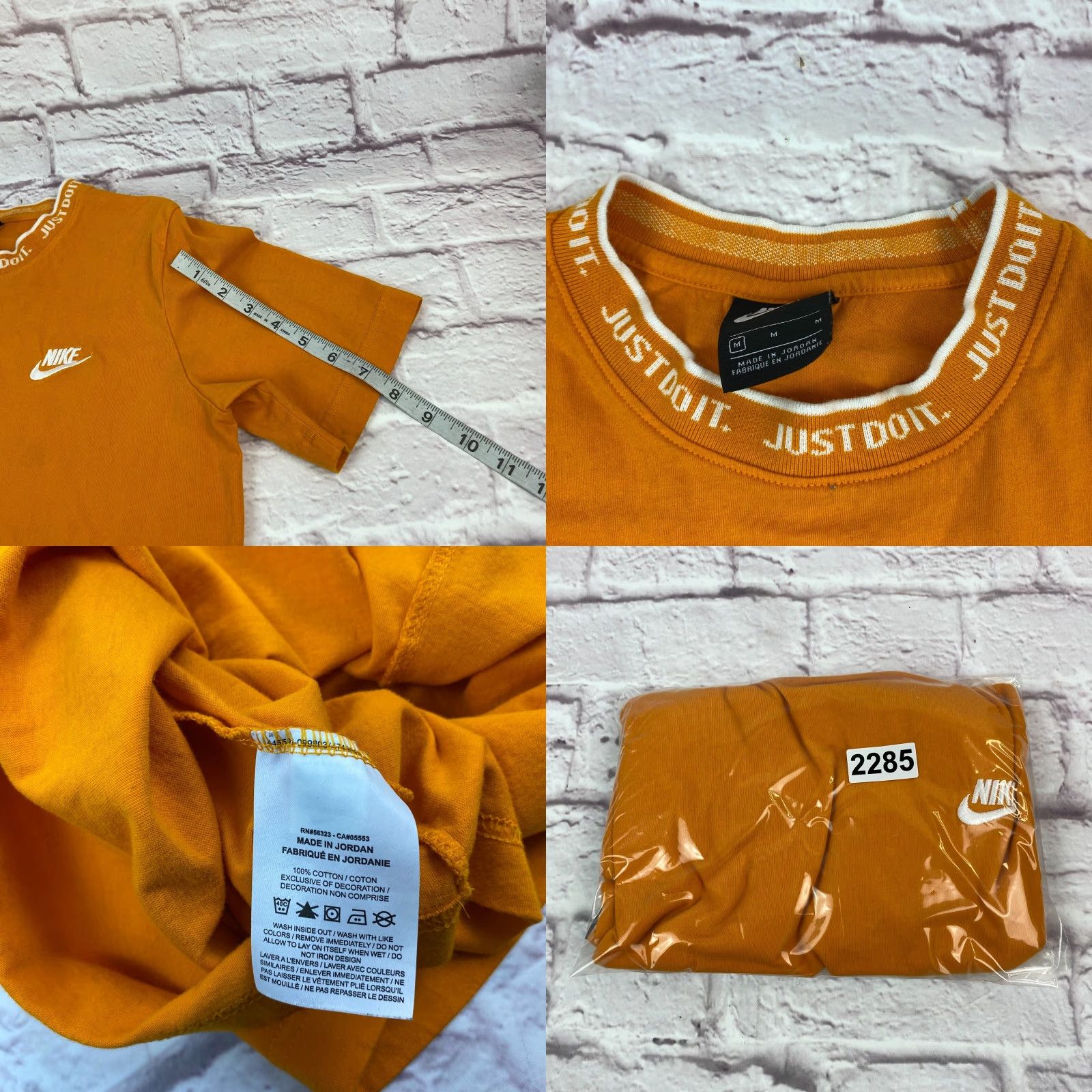 Nike VINTAGE Nike Shirt Mens Just Do It 100% Cotton Coll ar Logo Wrap Around Short Sleeve Size M Yellow - Mens T-Shirt Size US M / EU 48-50 / 2 - 8 Thumbnail