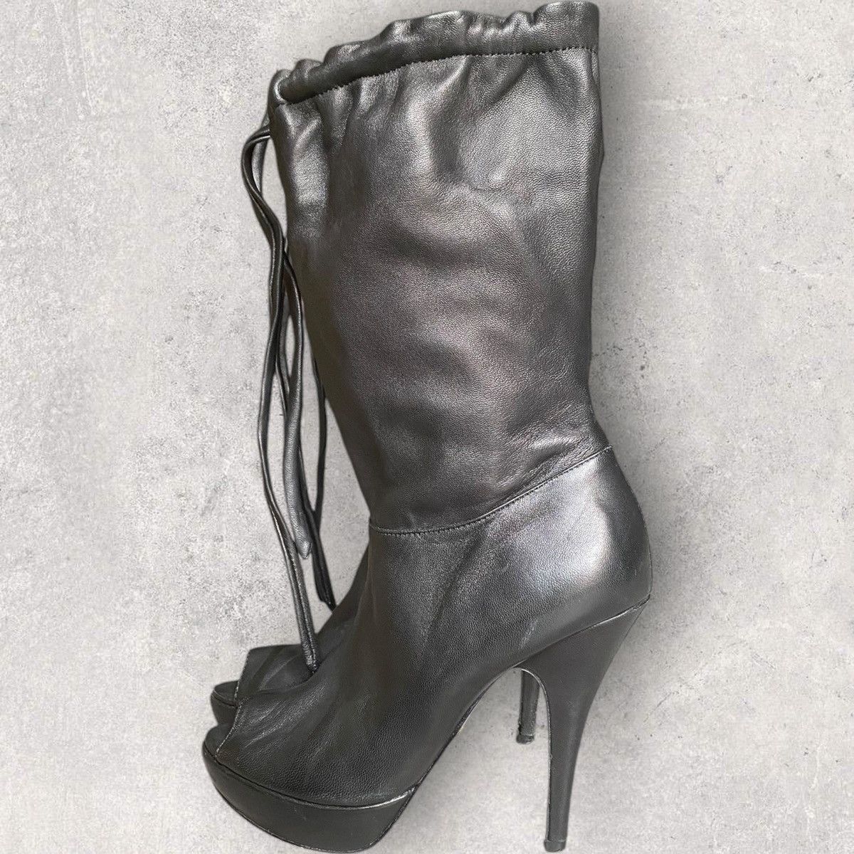 Prada Prada Leather Lace Up Open Toe Boots Size US 7 / IT 37 - 4 Thumbnail
