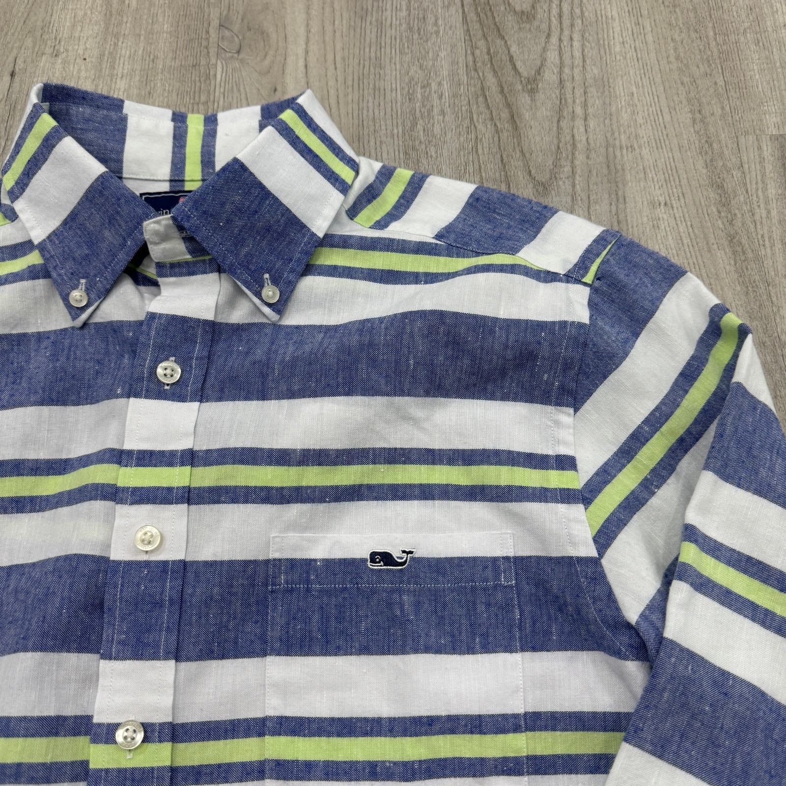 Vineyard Vines Vineyard Vines Shirt Men's Medium Blue White Green Striped Size US M / EU 48-50 / 2 - 3 Thumbnail