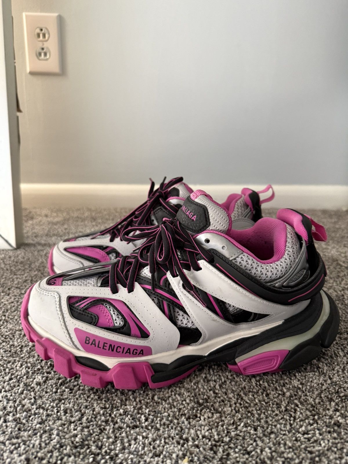 Balenciaga Balenciaga Track LED Sneakers in Grey & Pink & Black Size US 8 / IT 38 - 2 Thumbnail