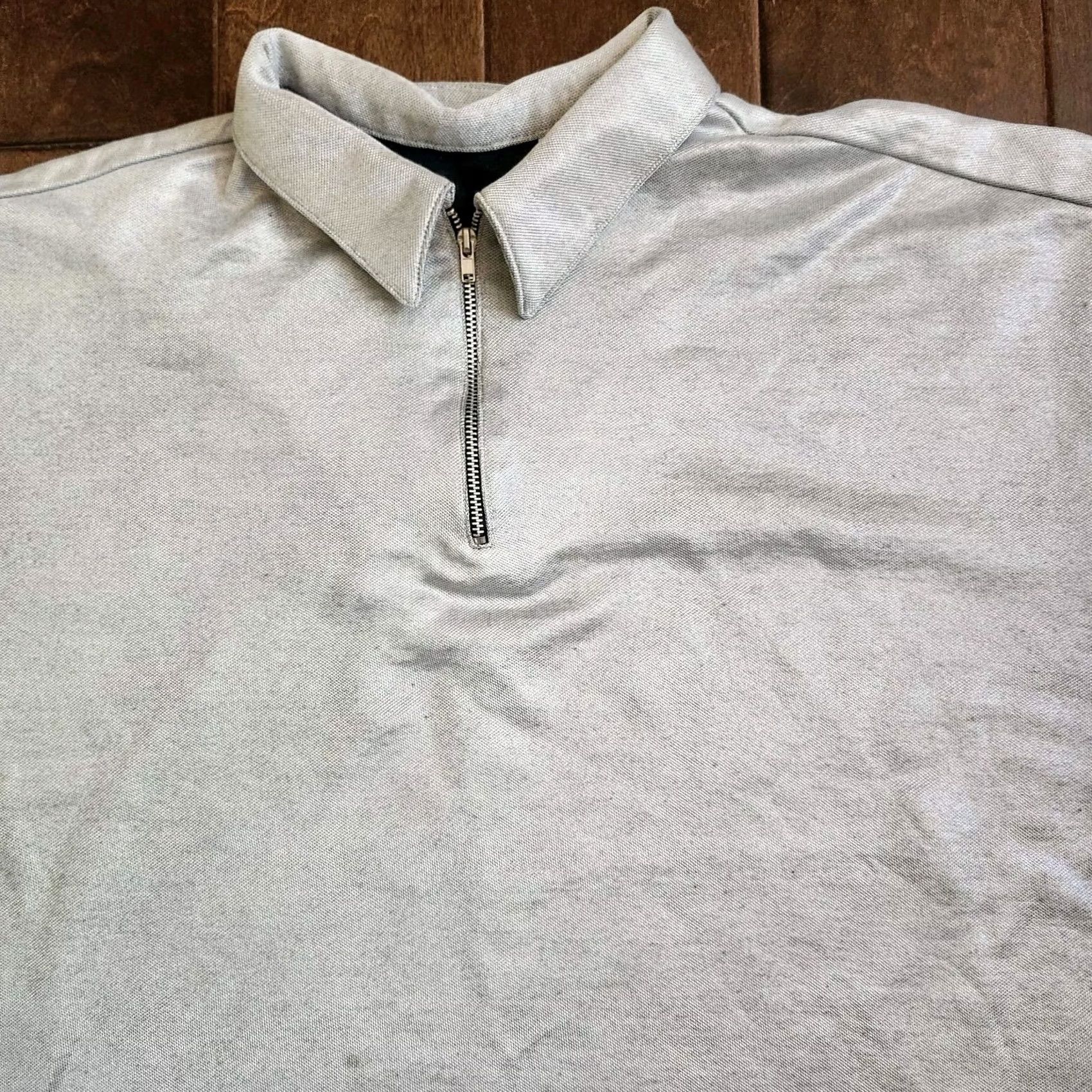 Vintage Direction Men's Polo Shirt - Size L - Silver - Short Sleeve - Button Collar - Cotton Polyester - Golf Walking - Classic Sports - Regular Mens Size US L / EU 52-54 / 3 - 4 Thumbnail