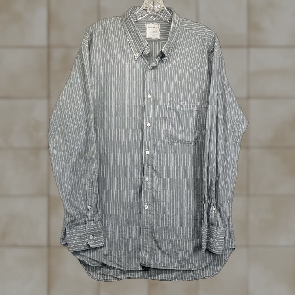 Billy Reid BILLY REID Sage Green Striped Button-Up Shirt XL Mens Lightweight Cotton Casual Classic Size US XL / EU 56 / 4 - 1 Thumbnail