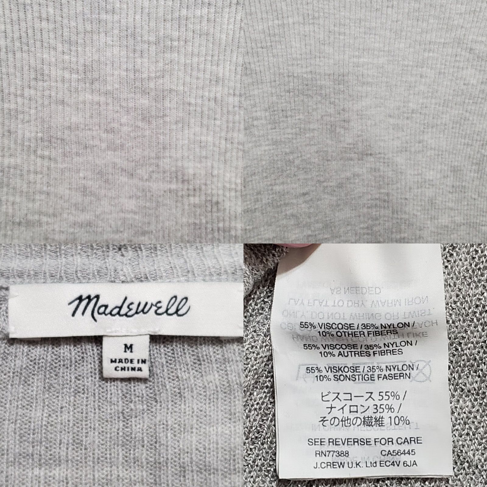Madewell Madewell Classic Ribbed Knit Blouse - Medium Gray Size M / US 6-8 / IT 42-44 - 8 Thumbnail