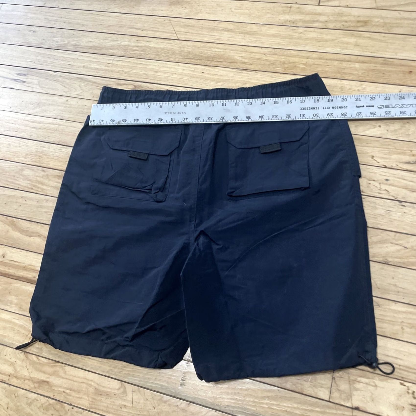 Vintage VINTAGE NAVY FIRST UNION Nylon Cargo Shorts Navy Blue Elastic Waist & Elastic Cinch Knee UAE Size US 33 - 6 Thumbnail