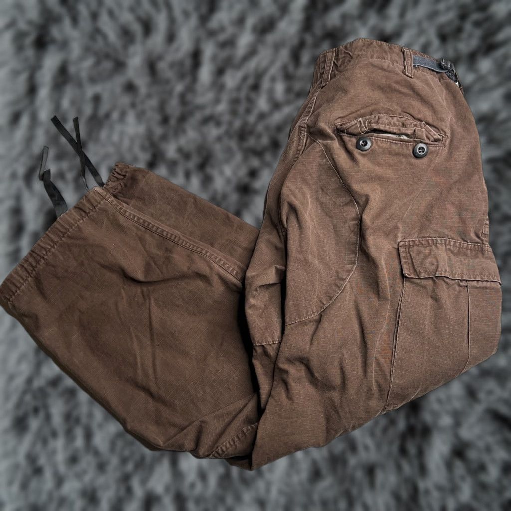 Vintage VINTAGE U.S. Military Cargo Trousers Pants Brown 100% Cotton NSN 8415-01-084-1713 Medium Regular Men cargo pockets Drawstring cuffs USA Size US 31 - 1 Thumbnail