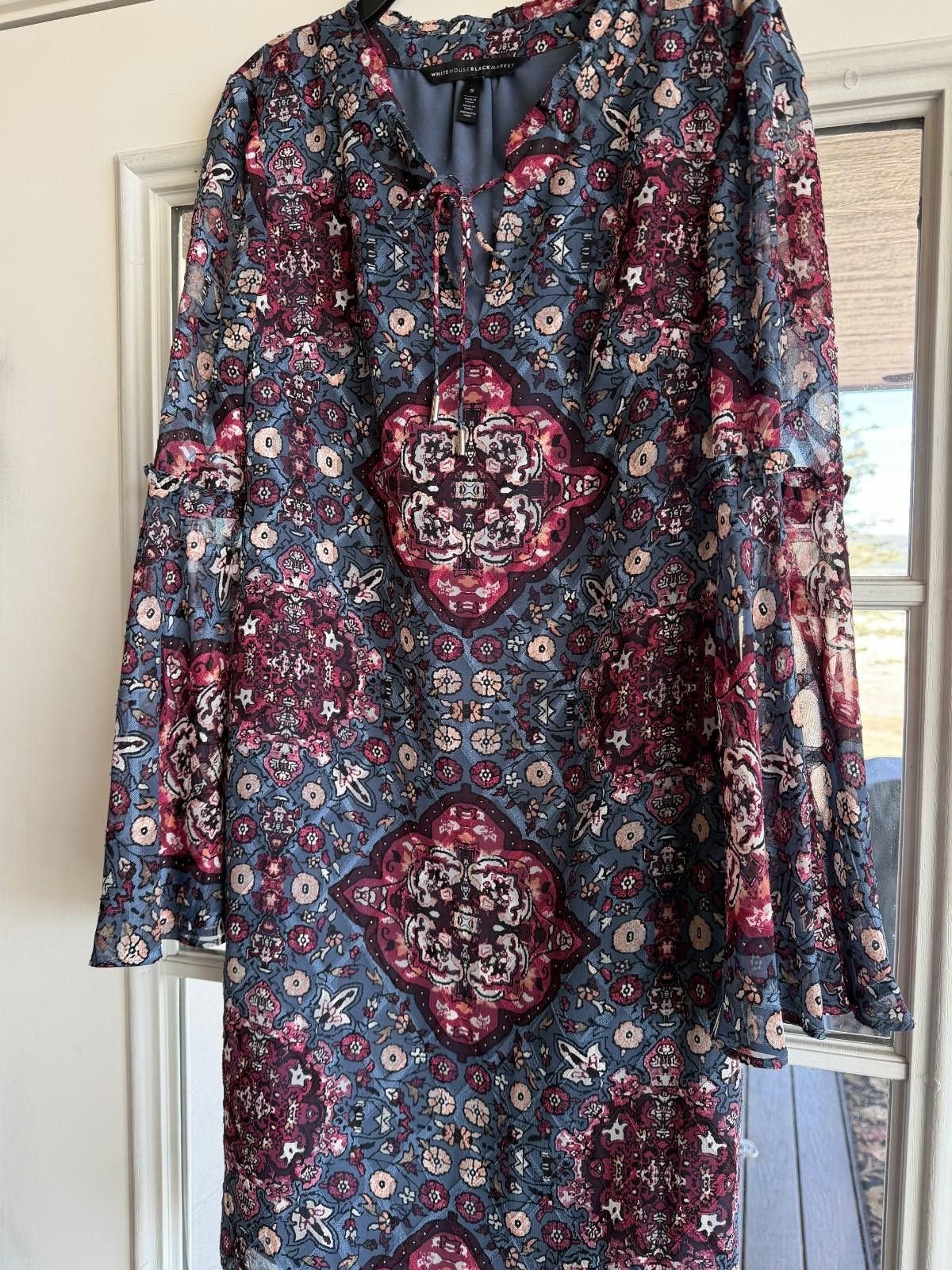 Other WHBMBoho Floral Bell Sleeve Dress Blue Rose S Size Size S / US 4 / IT 40 - 5 Thumbnail