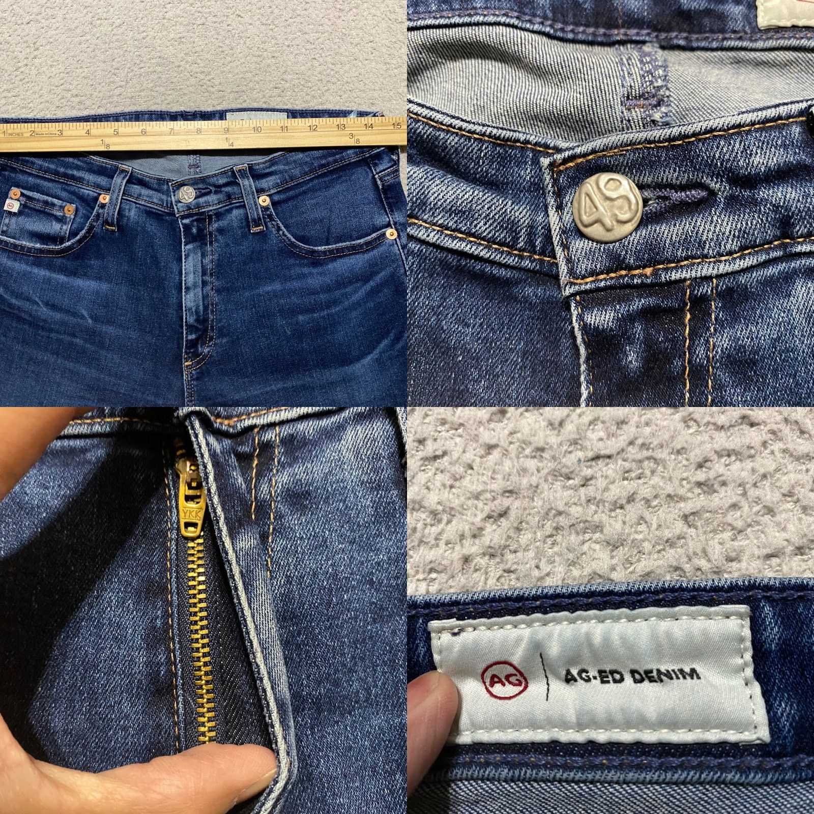 Denime AG Adriano Goldschmied Jeans Blue Denim Dark Wash Cigarette Slim 29 5-Pocket Design Size 29" - 8 Thumbnail