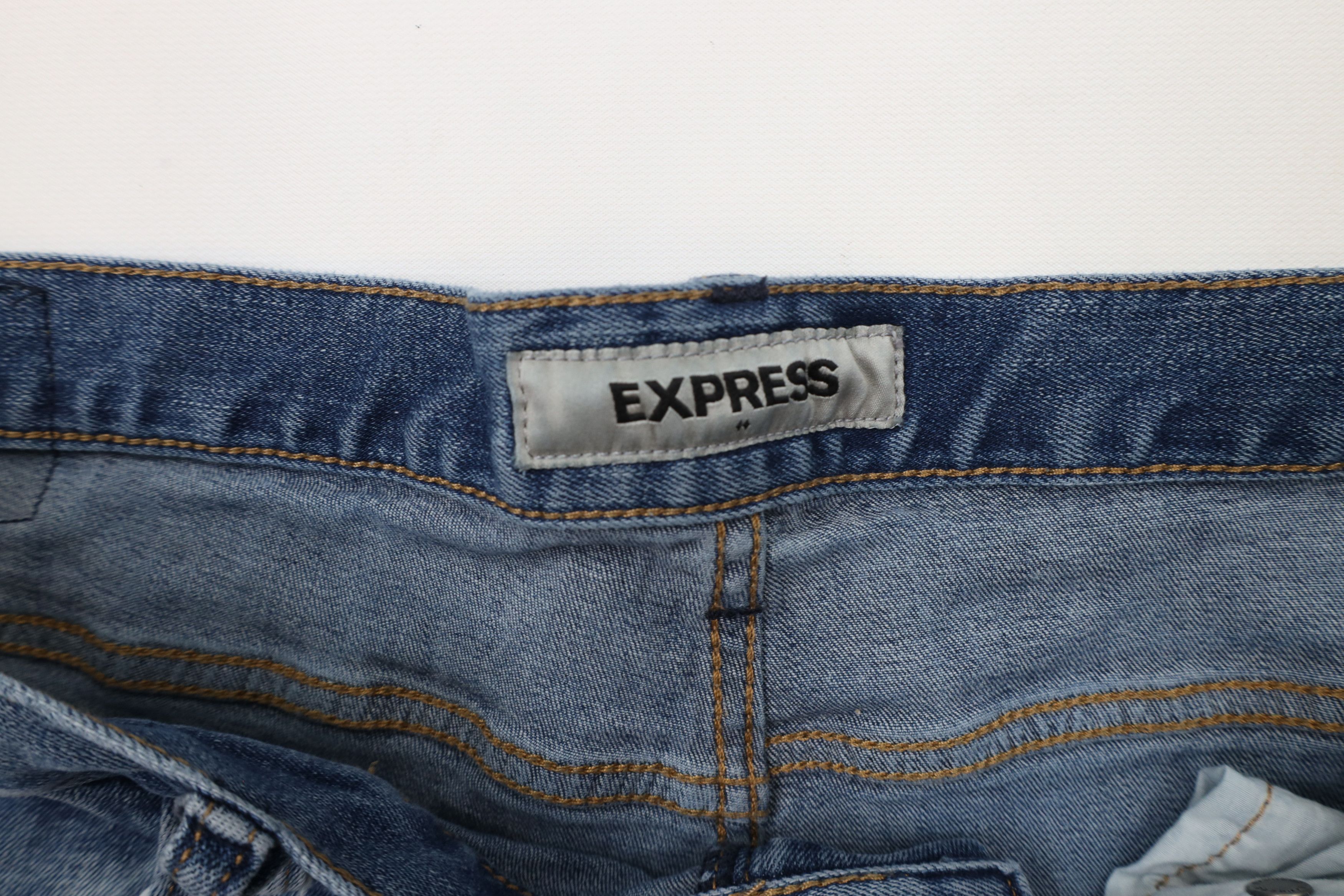 Express × Vintage Express Skinny Leg Ribbed Moto Motorcycle Denim Jeans Blue Size US 34 / EU 50 - 6 Thumbnail