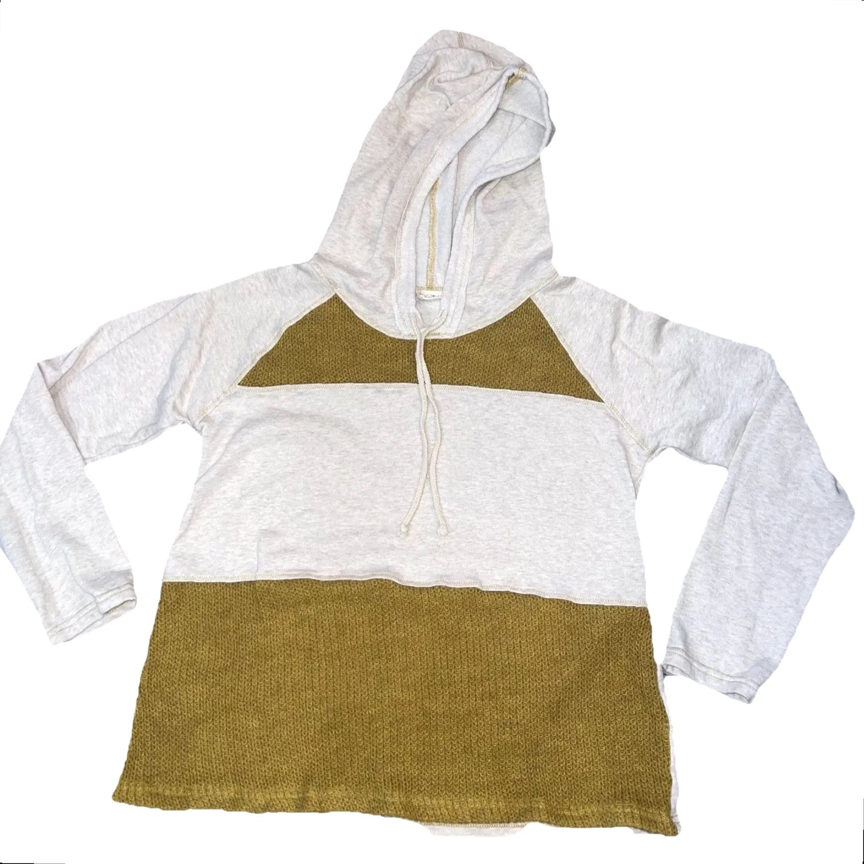 Vintage Hem & Thread Women’s Pullover Hoodie Size Large Cream Mustard Yellow Size L / US 10 / IT 46 - 2 Thumbnail