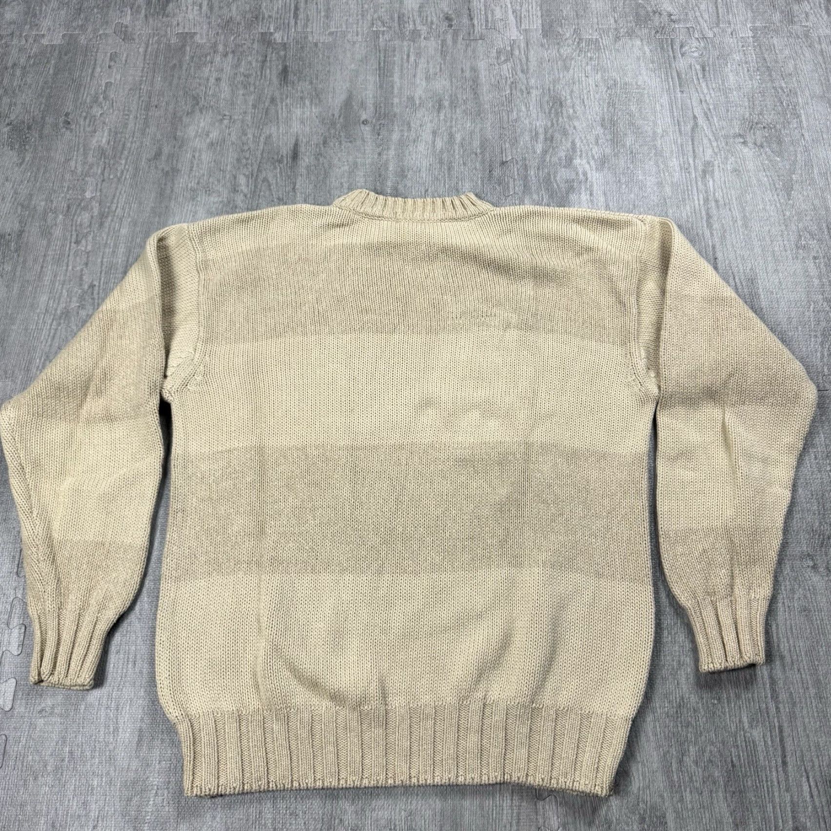 Gant Vintage GANT 90s Preppy Striped Cotton Sweater Men's Large Beige Crew Neck Knit Pullover All Seasons Size US L / EU 52-54 / 3 - 5 Thumbnail
