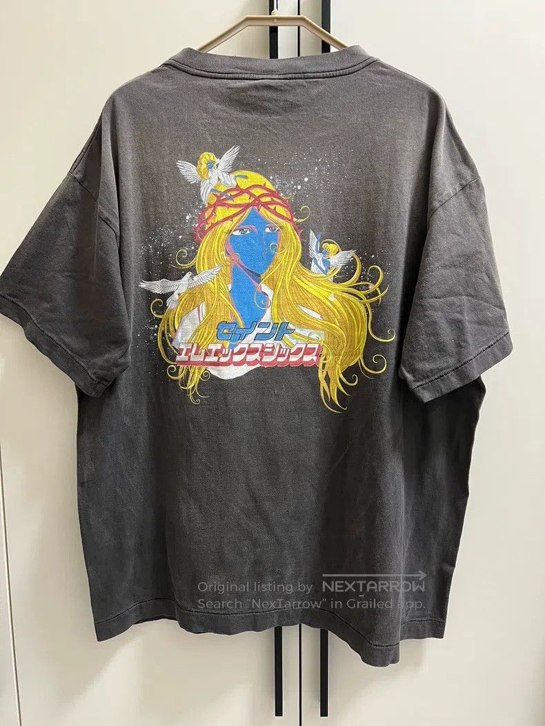 Saint Michael Saint Michael Blue elf print distressed ripped short sleev Size US XL / EU 56 / 4 - 2 Thumbnail