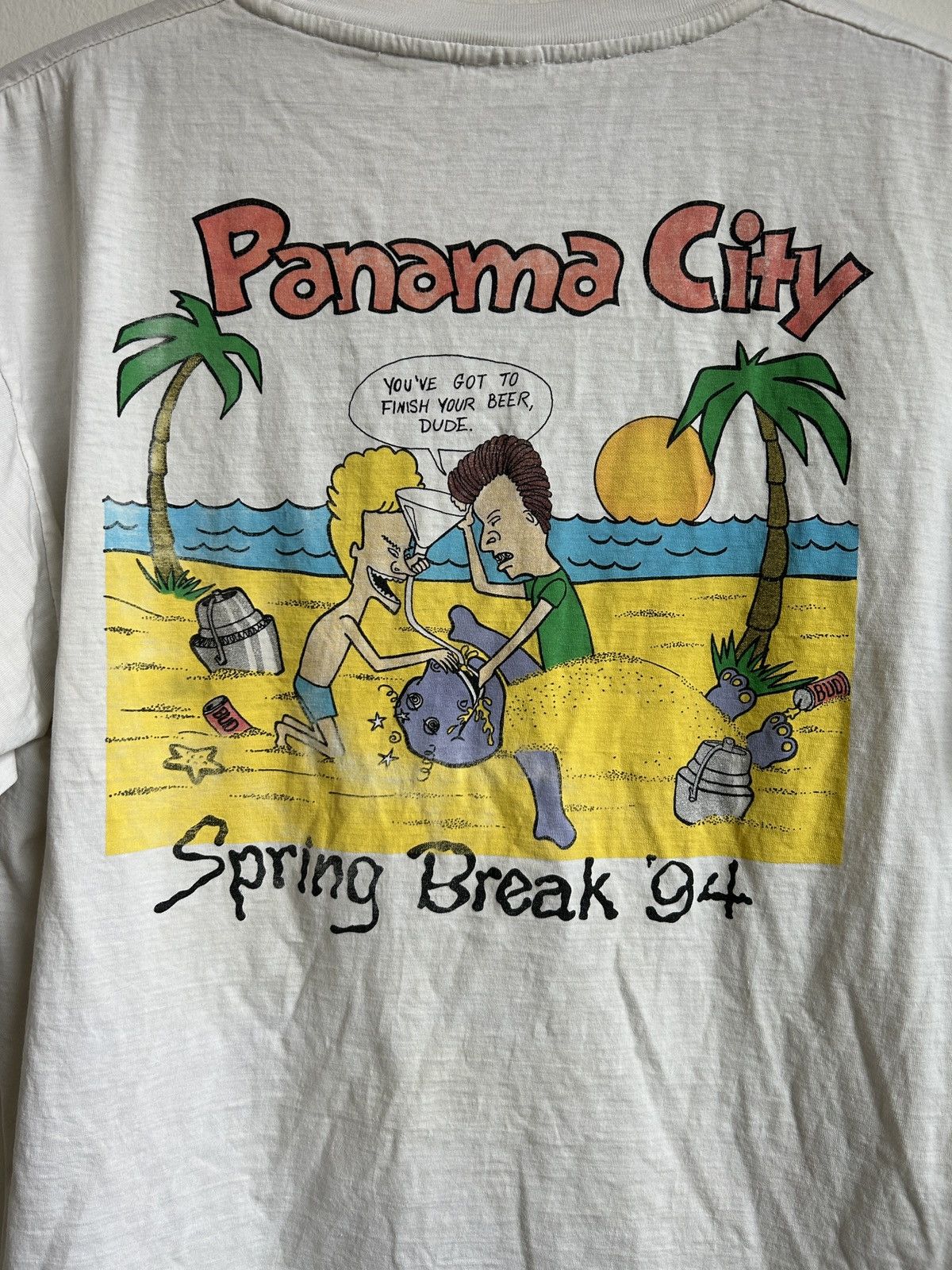 image of Vintage Bootleg Spring Break Beavis And Butthead Barney XL in White, Men's