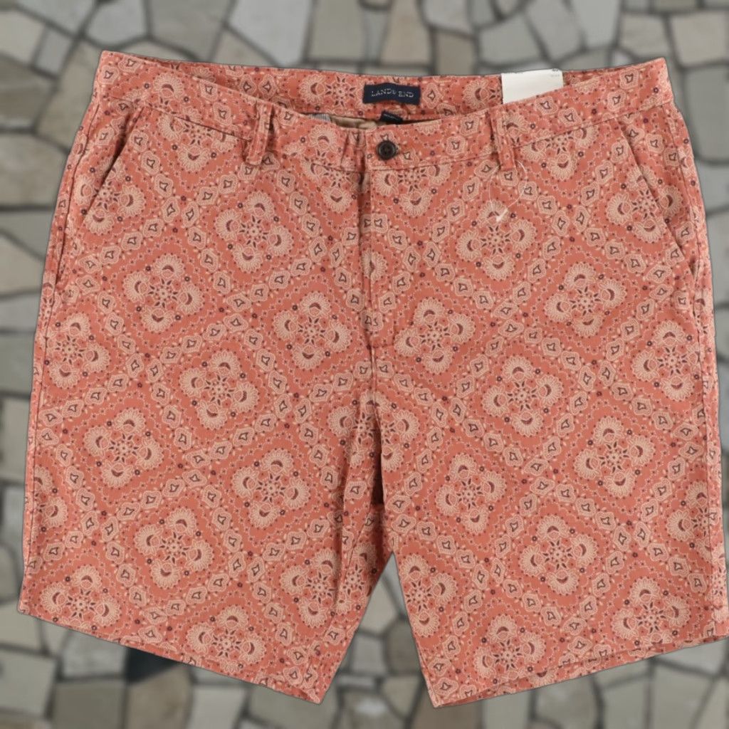 Lands' End Lands End Men Khaki Chino Shorts Patterned Red 40 Classic Fit Cotton Casual Shorts Mens 40 Regular Waist 38 Inseam 9in Size US 40 / EU 56 - 1 Thumbnail