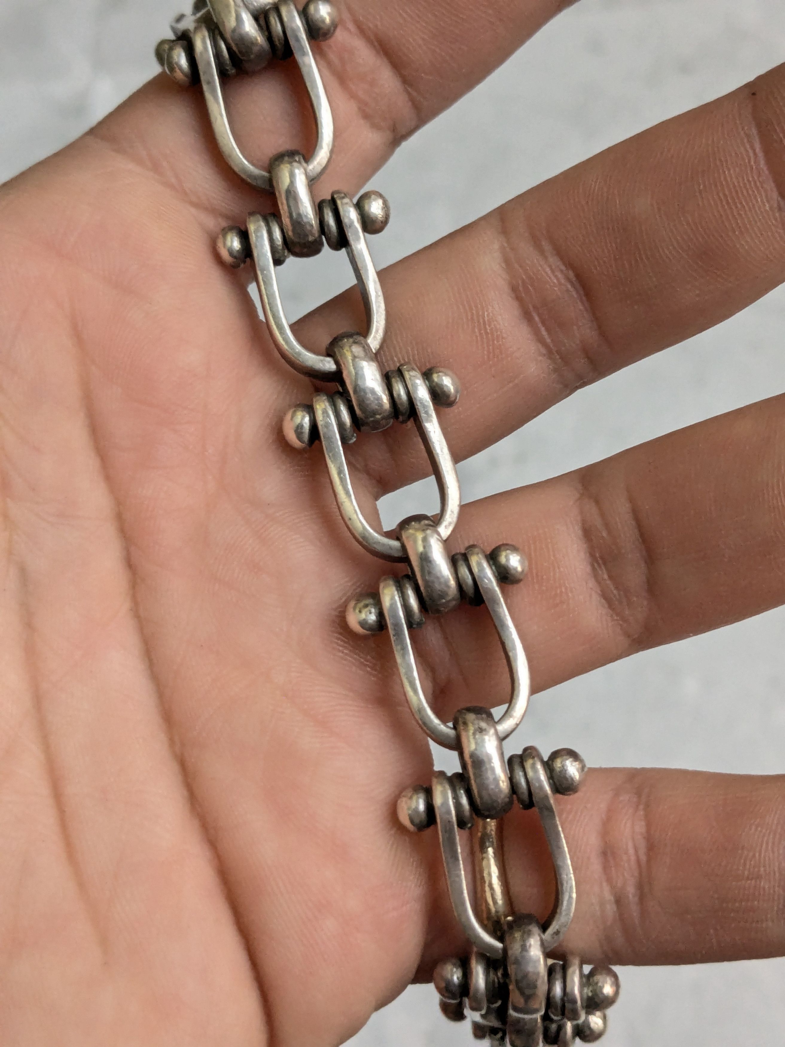 Jewelry Vintage Sterling Silver Bracelet Taxco Equestrian 7" Size ONE SIZE - 13 Thumbnail