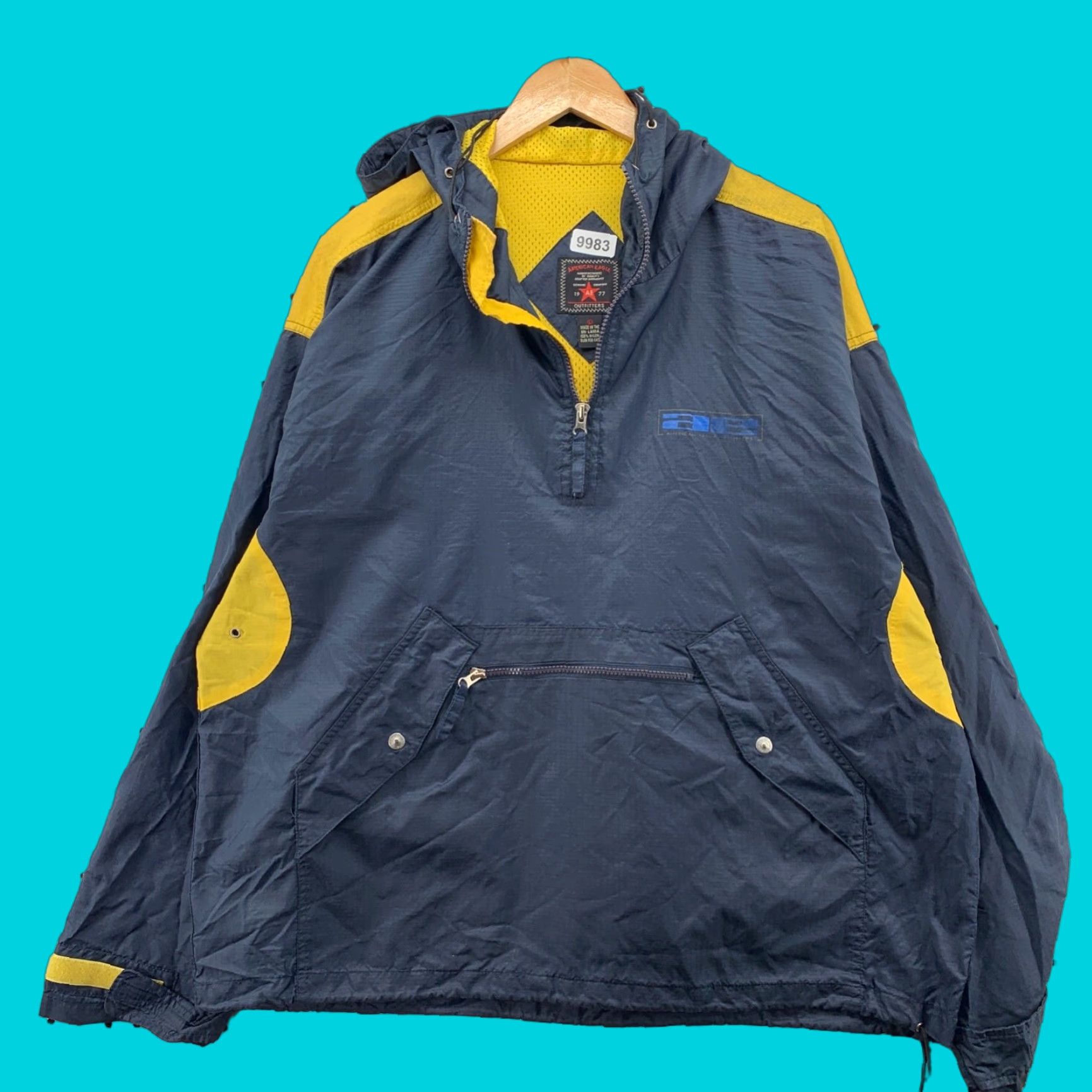American Eagle Outfitters VINTAGE American Eagle Hooded Nylon Anorak Jacket Mens Large Blue 90s Size US L / EU 52-54 / 3 - 1 Thumbnail