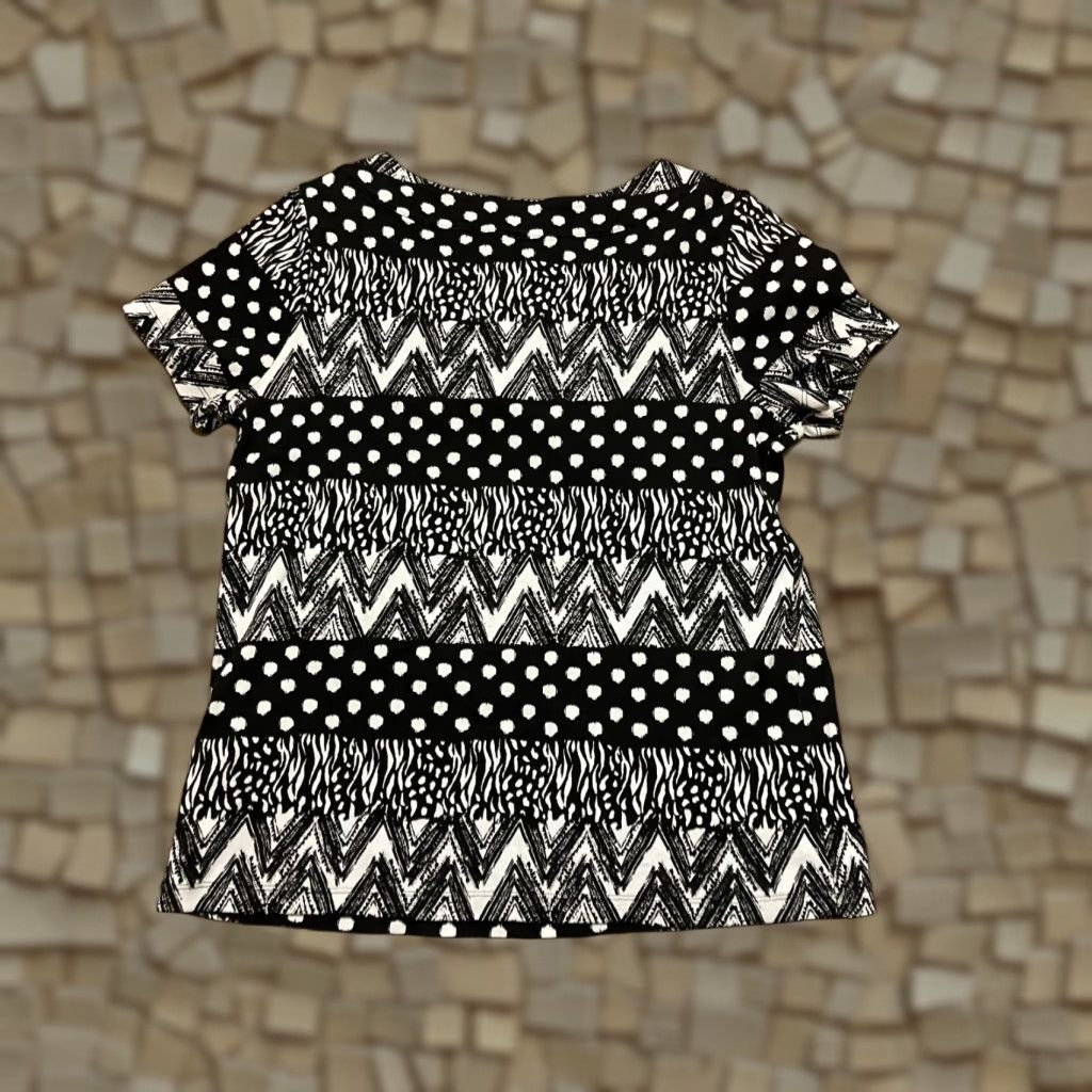 Vintage Rafaella Shirt Women's Large Black White Short Sleeve T-Shirt Casual Modern Basic Regular Fit Size L / US 10 / IT 46 - 1 Thumbnail