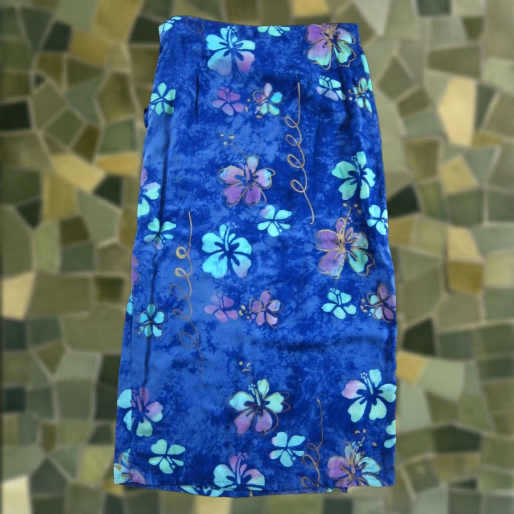 Vintage VINTAGE Far Away Wrap Dress Women's Maxi Floral Tie Dye Long Rayon Blue 32" waist 41" hip 35.5" hem Womens Size M / US 6-8 / IT 42-44 - 1 Thumbnail