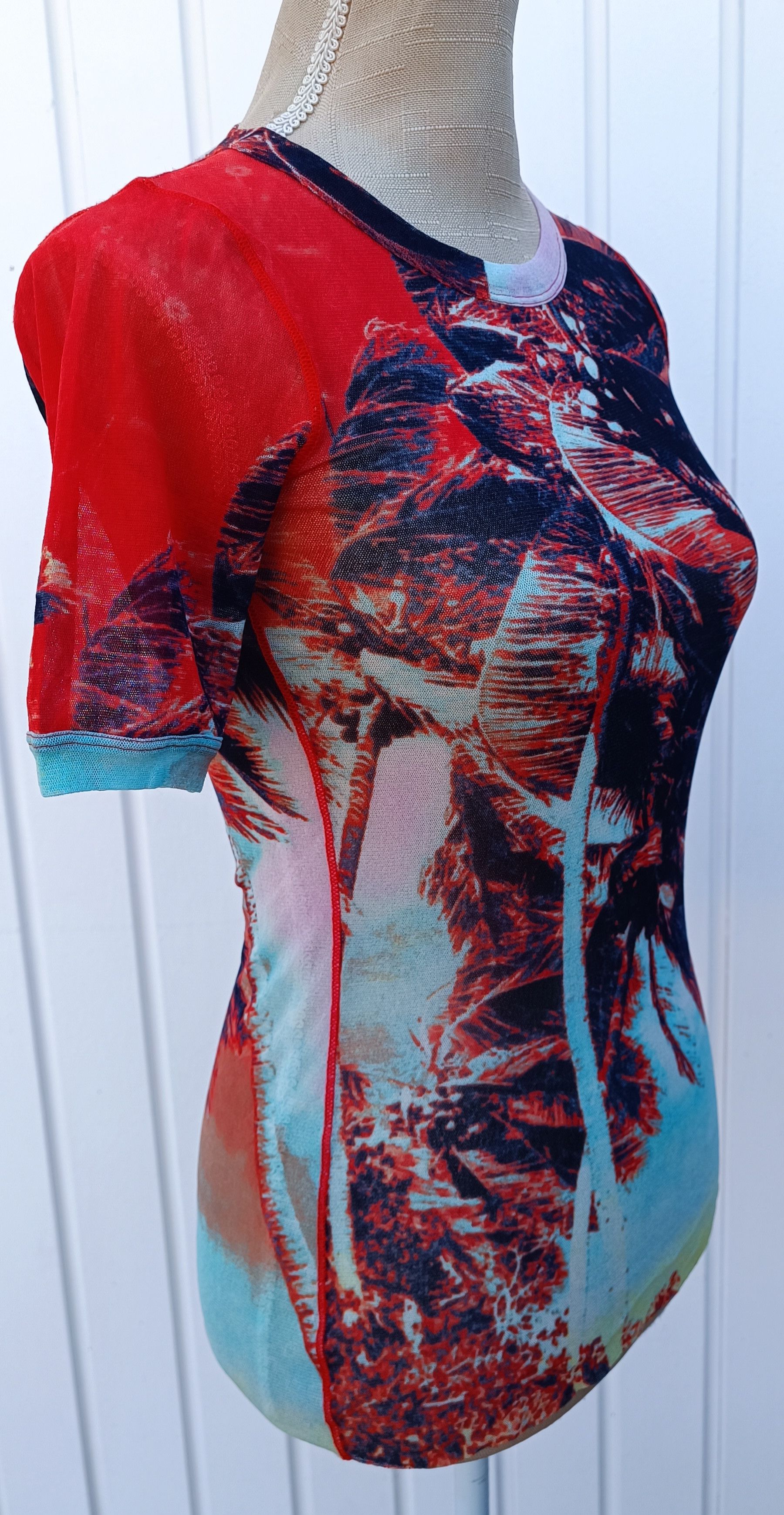 Jean Paul Gaultier Palm trees nylon mesh t-shirt Size US XS / EU 42 / 0 - 2 Thumbnail