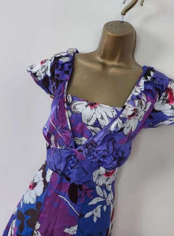 Vintage Monsoon silk dress UK 18 EU 46 Size XL / US 12-14 / IT 48-50 - 2 Thumbnail