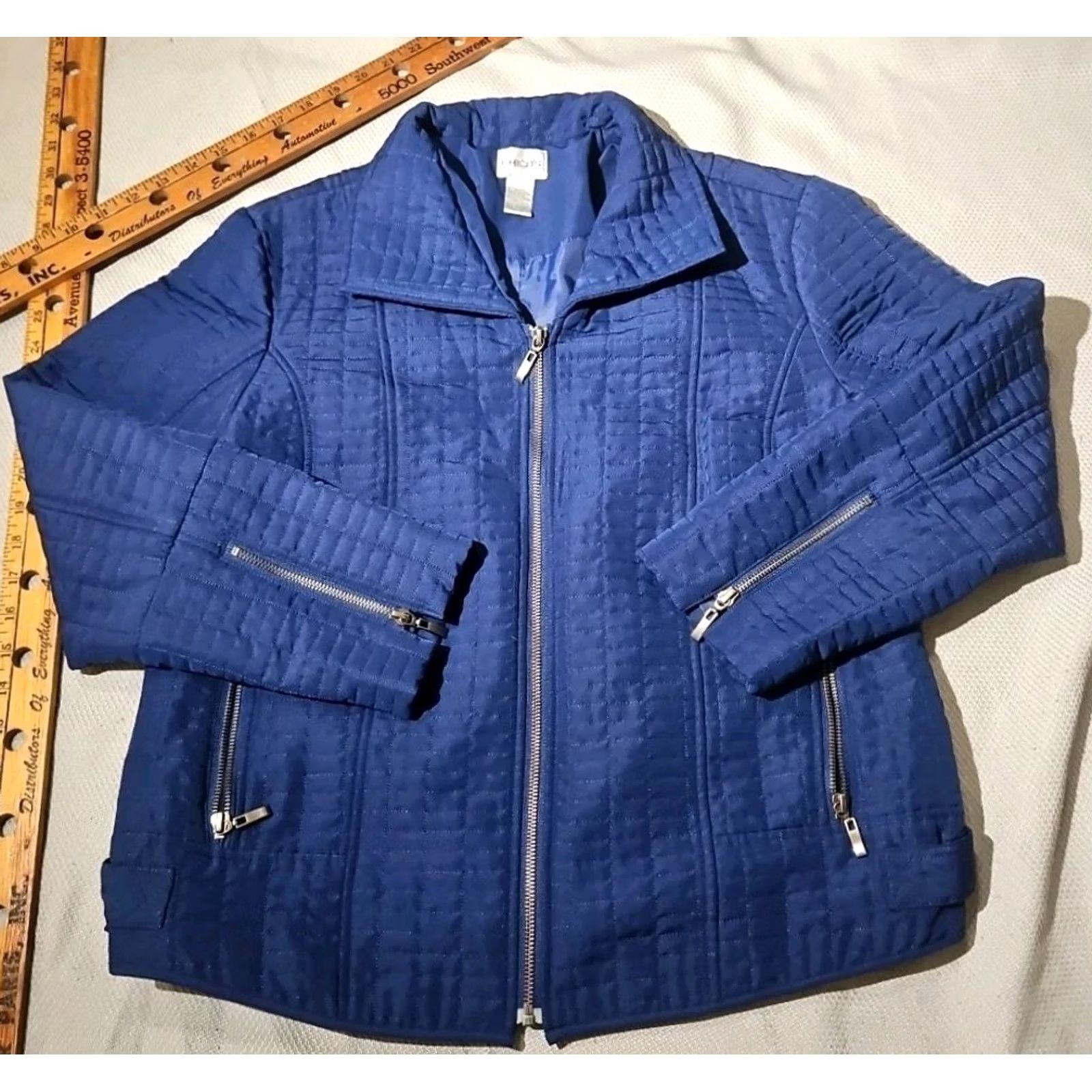 Vintage Chicos Jacket Womens Sz 2 Blue Quilted Full Zip Pocket Casual Outdoor Size XS / US 0-2 / IT 36-38 - 2 Thumbnail