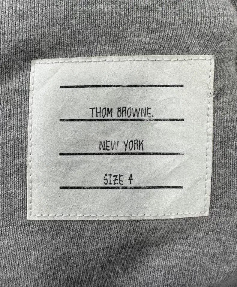 Thom Browne Thom Browne Gray Classic Four Stripe Zip Hooded Sweatshirt Size US XL / EU 56 / 4 - 5 Thumbnail